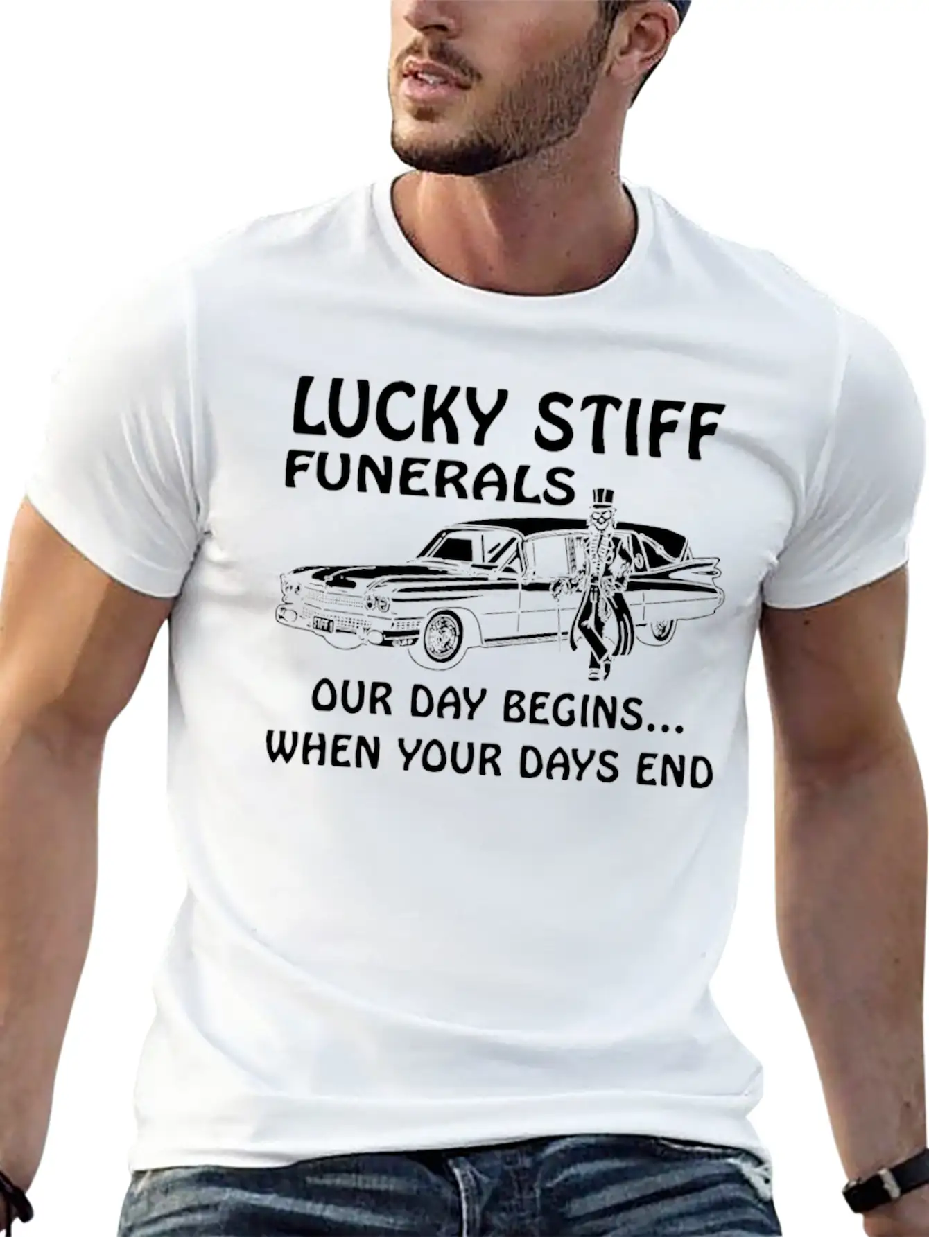 YOUR DAYS END FUNERAL SKULL SKELETON HEARSE Unisex Casual T-Shirt – Clean Design For Daily Comfort