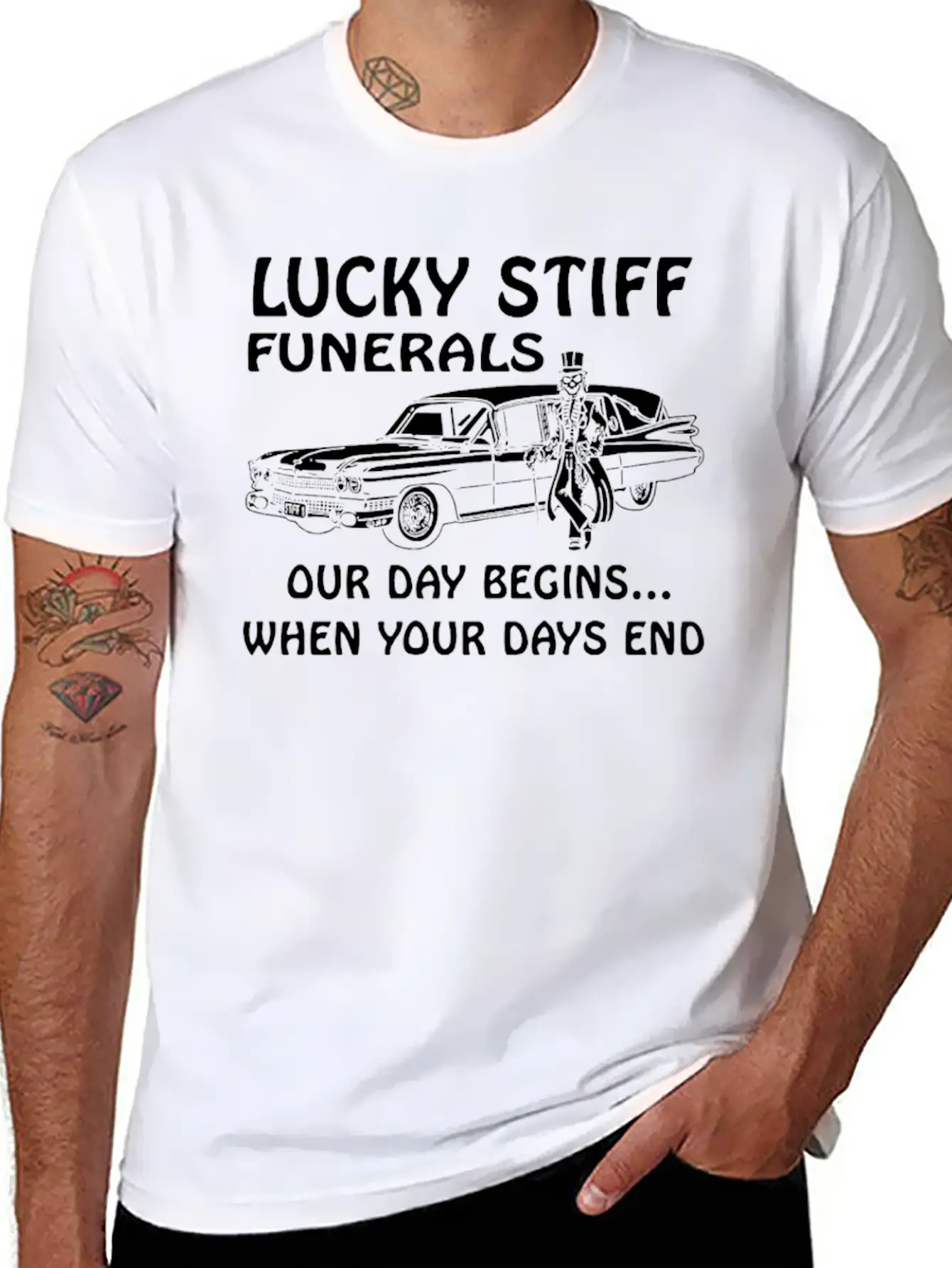 YOUR DAYS END FUNERAL SKULL SKELETON HEARSE Unisex Casual T-Shirt – Clean Design For Daily Comfort