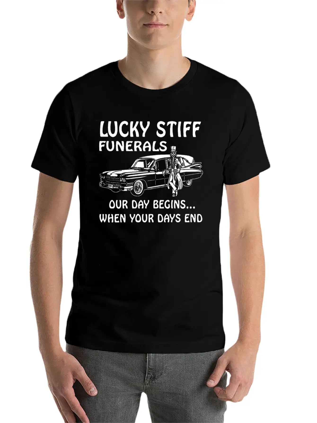 YOUR DAYS END FUNERAL SKULL SKELETON HEARSE Unisex Casual T-Shirt – Clean Design For Daily Comfort