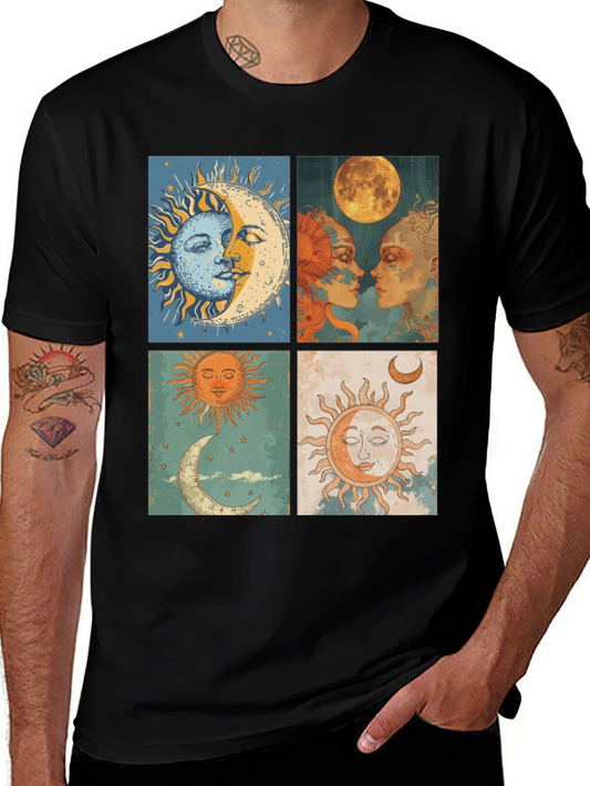 Celestial Sun & Moon Graphic Tee - Unisex Black T-Shirt