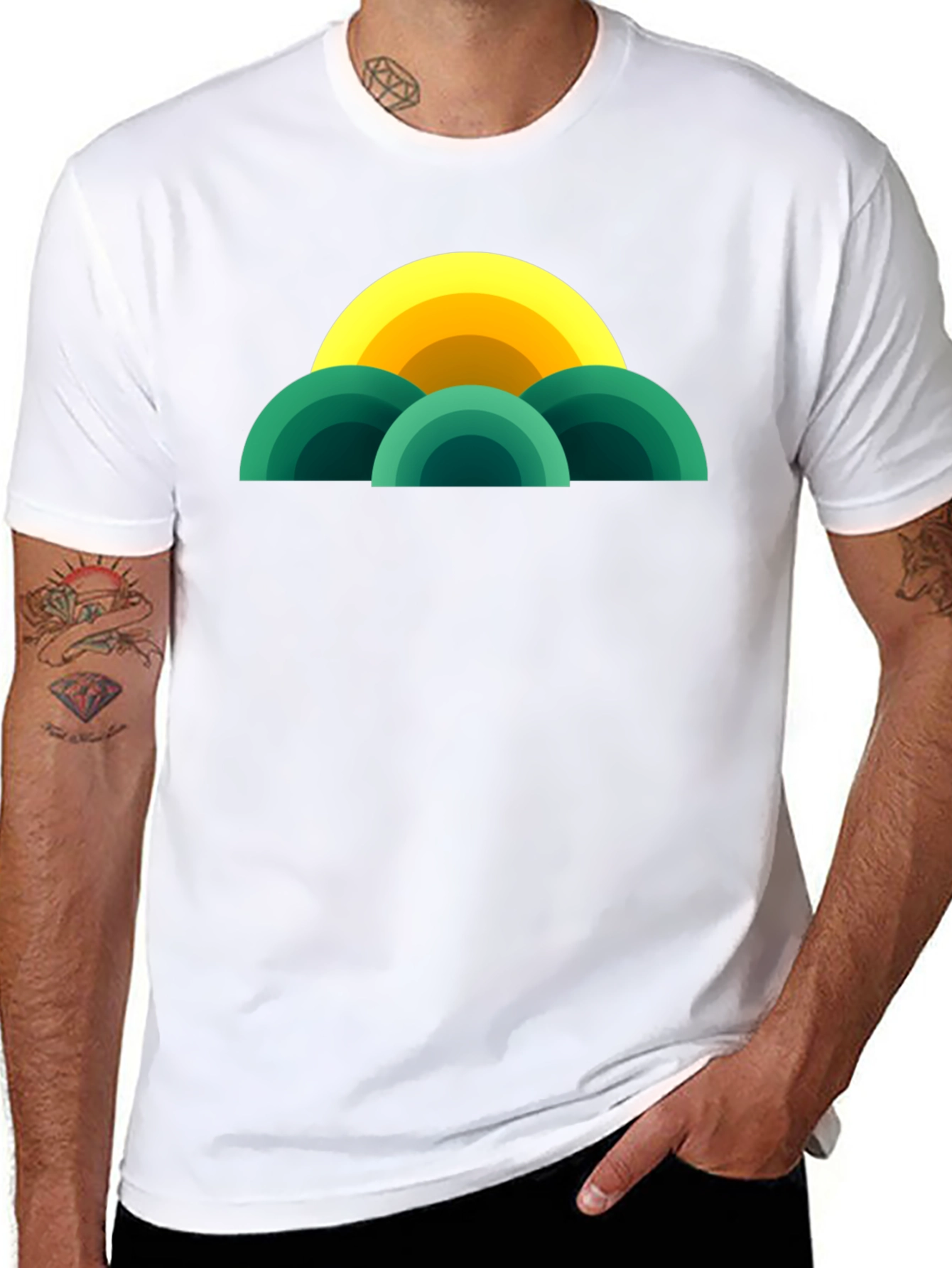 Retro Sunset T-Shirt - Modern Geometric Design