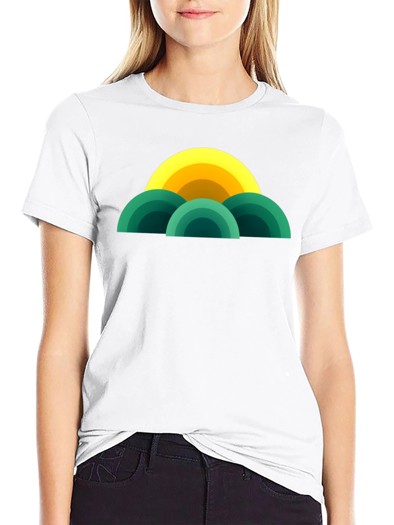 Retro Sunset T-Shirt - Modern Geometric Design