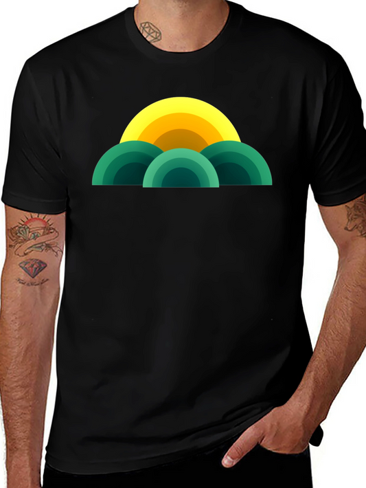 Retro Sunset T-Shirt - Modern Geometric Design