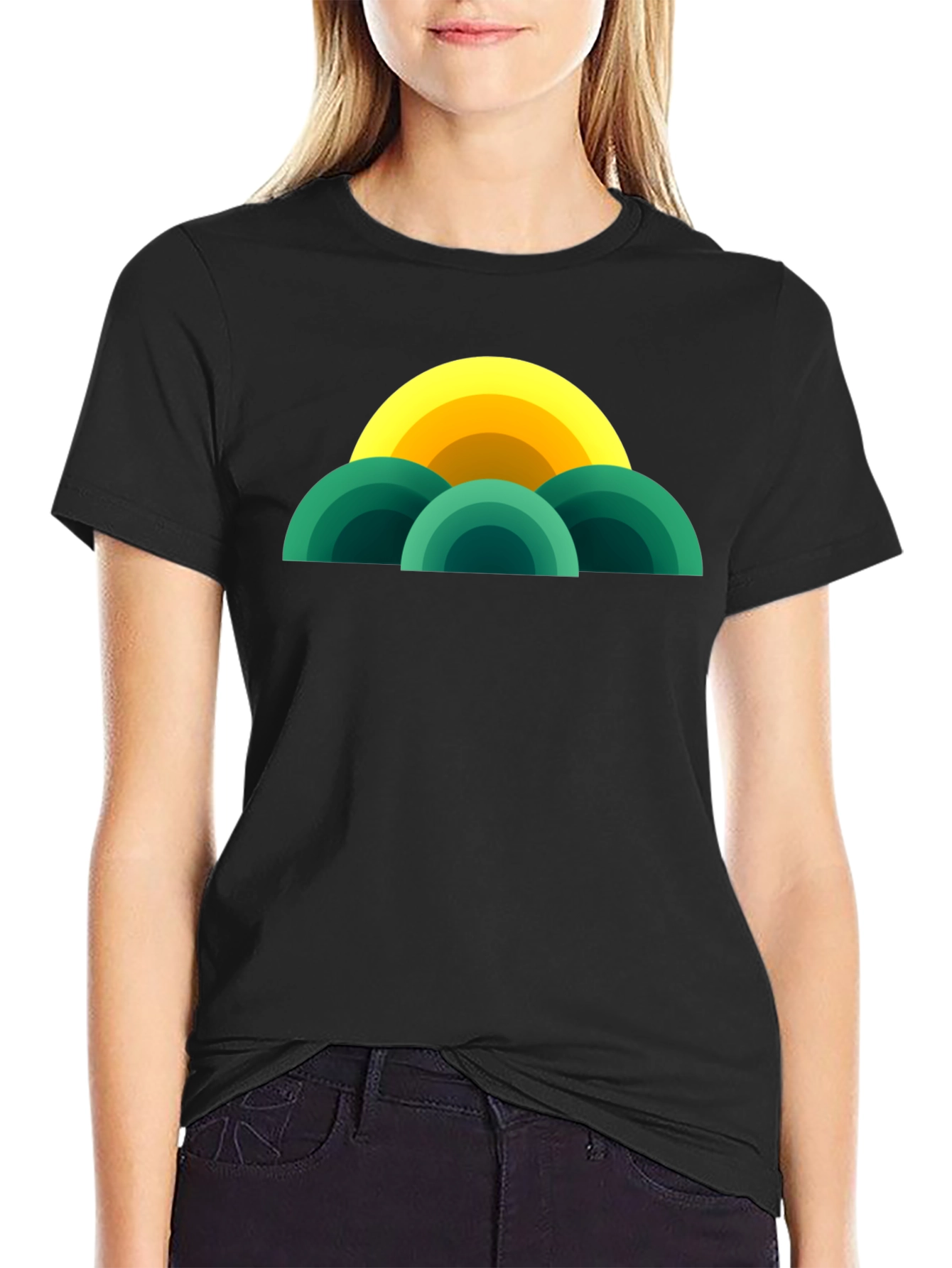 Retro Sunset T-Shirt - Modern Geometric Design