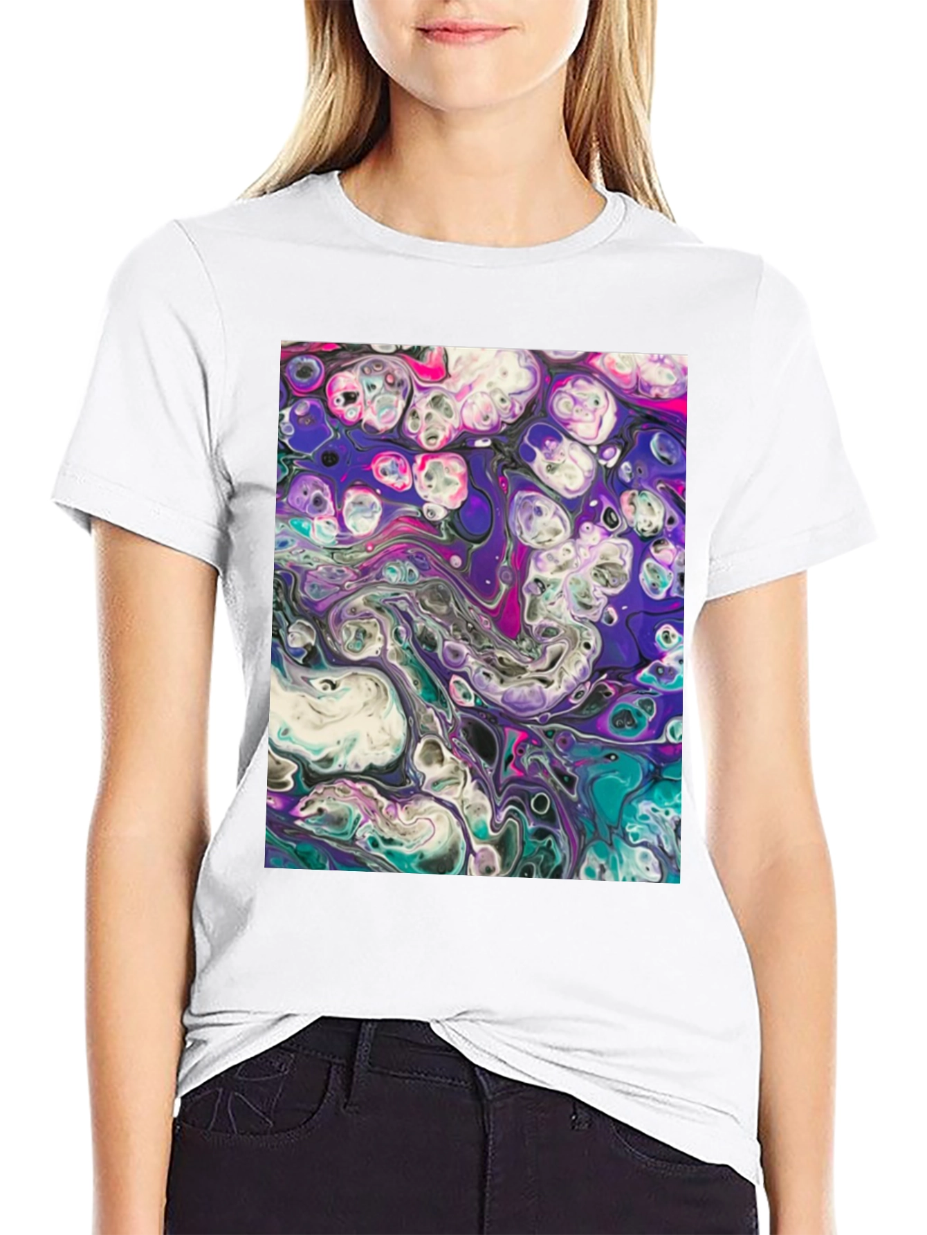 Abstract Art Black T-Shirt - Fluid Design