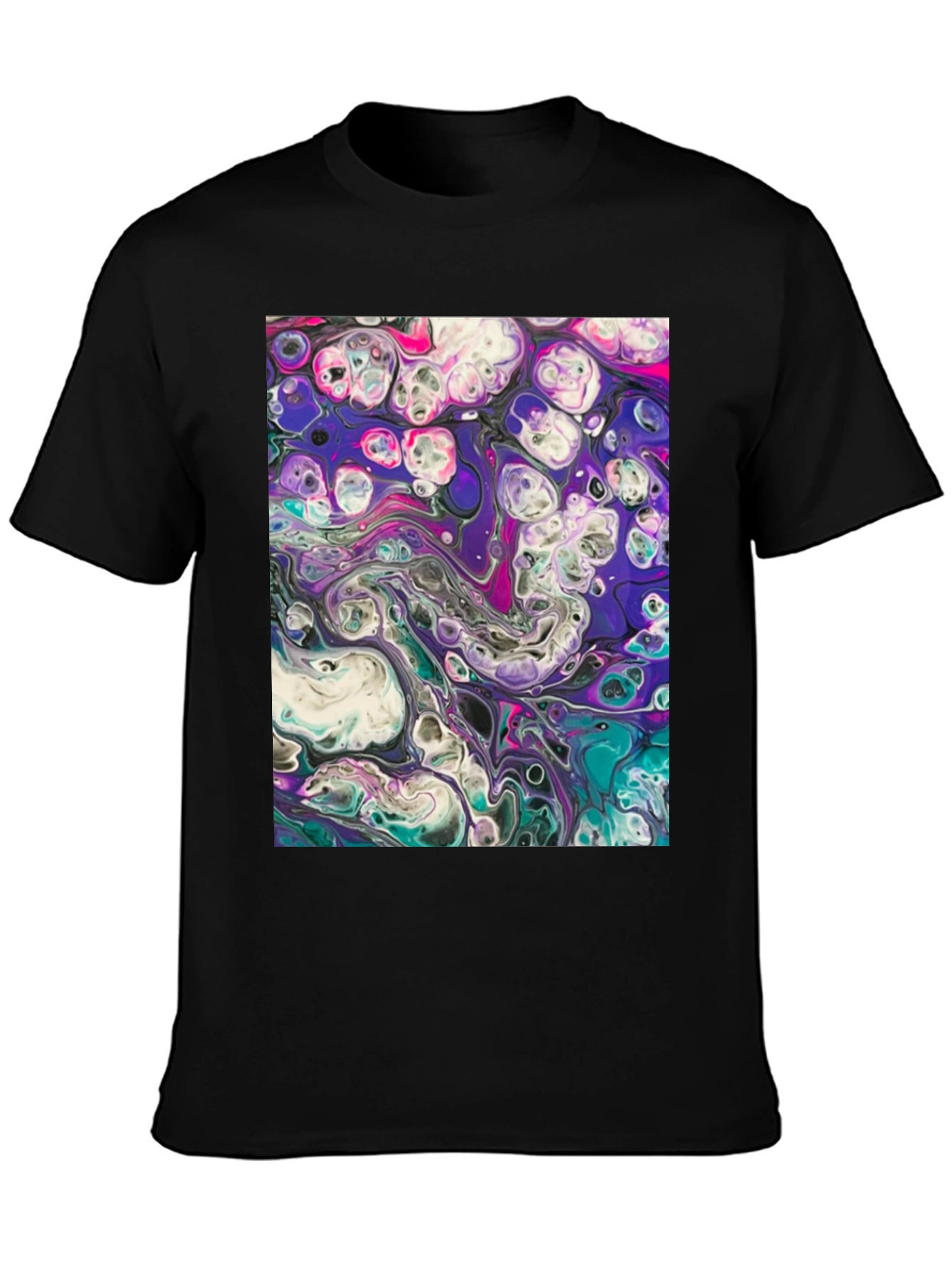 Abstract Art Black T-Shirt - Fluid Design