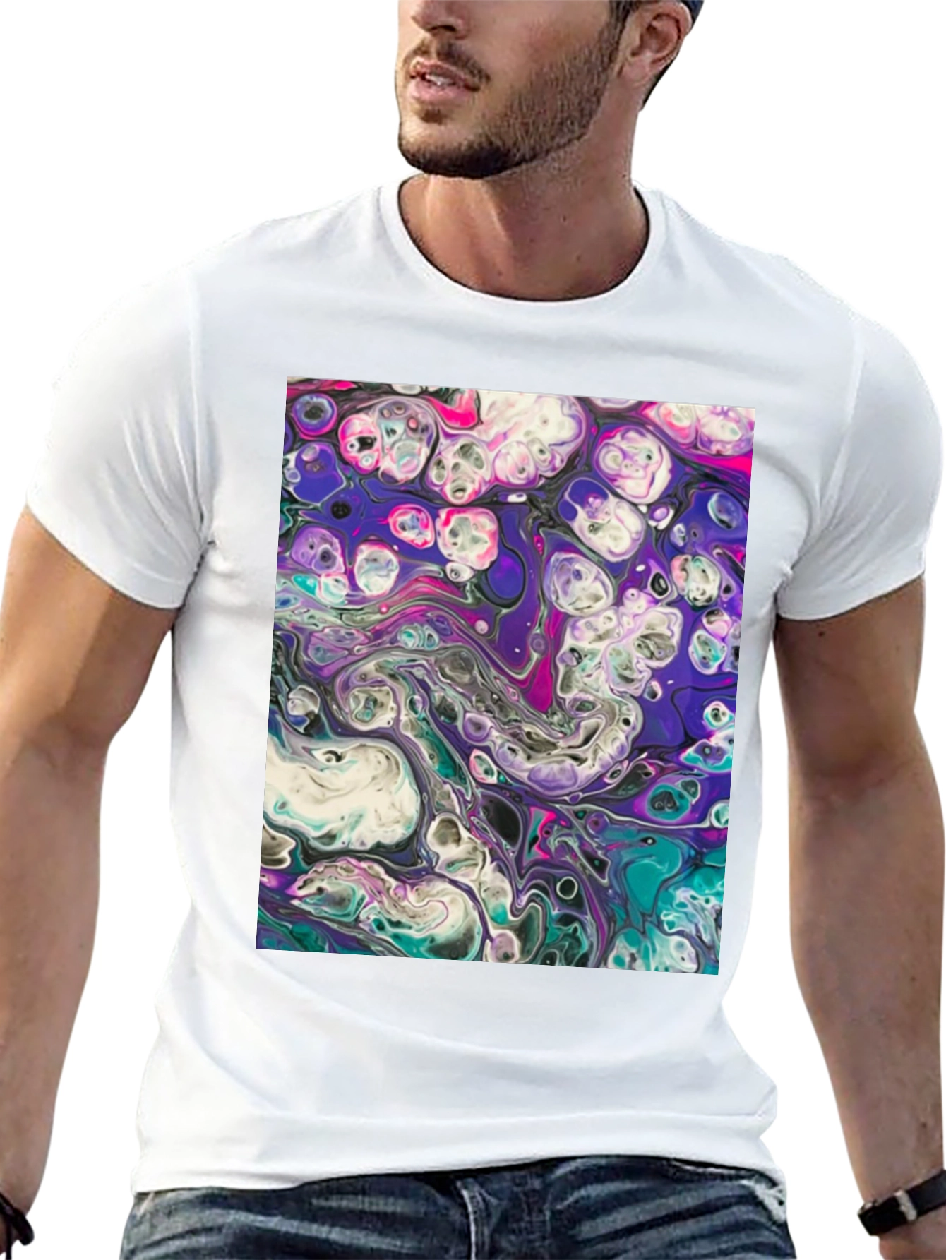 Abstract Art Black T-Shirt - Fluid Design