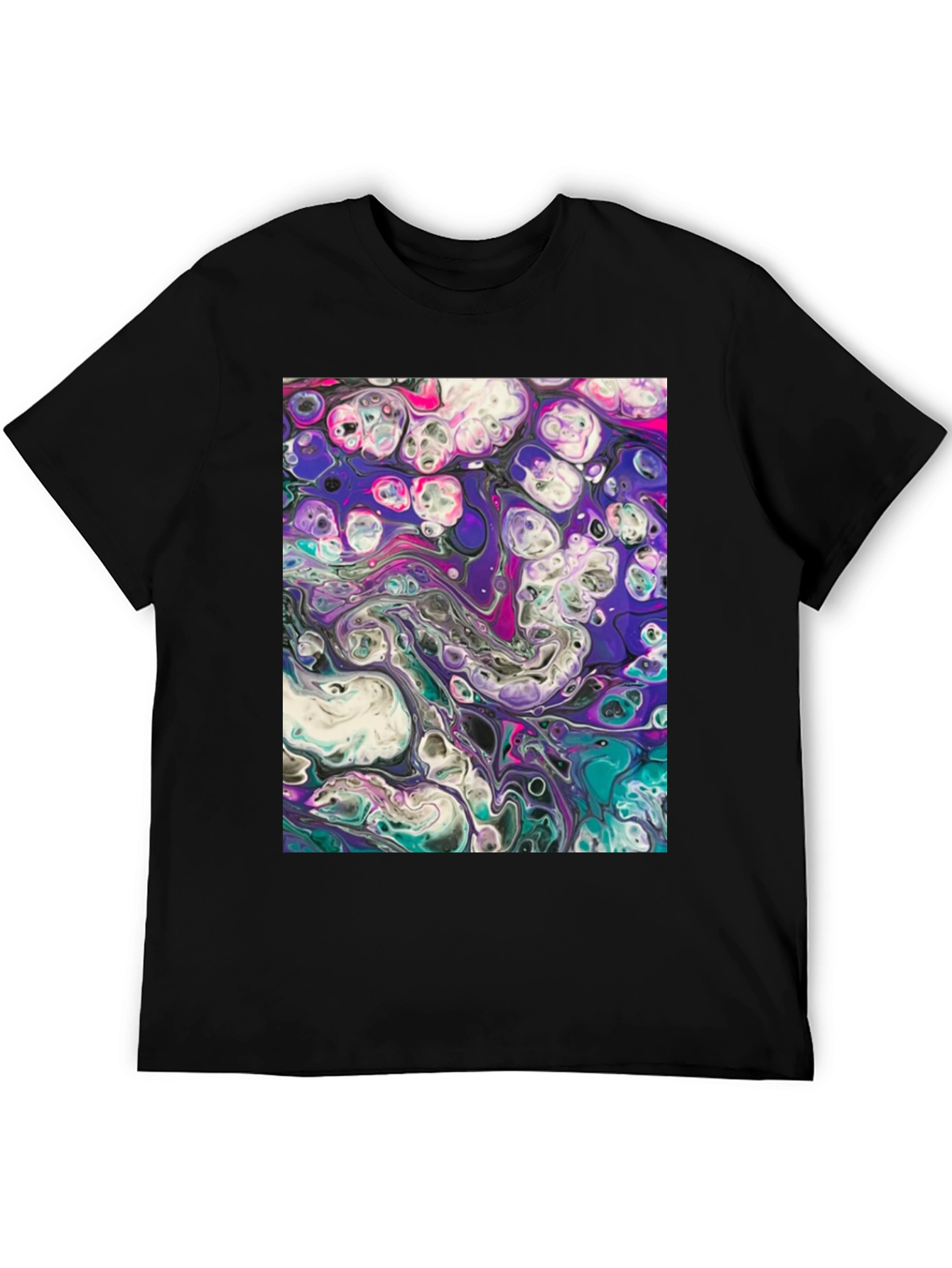 Abstract Art Black T-Shirt - Fluid Design