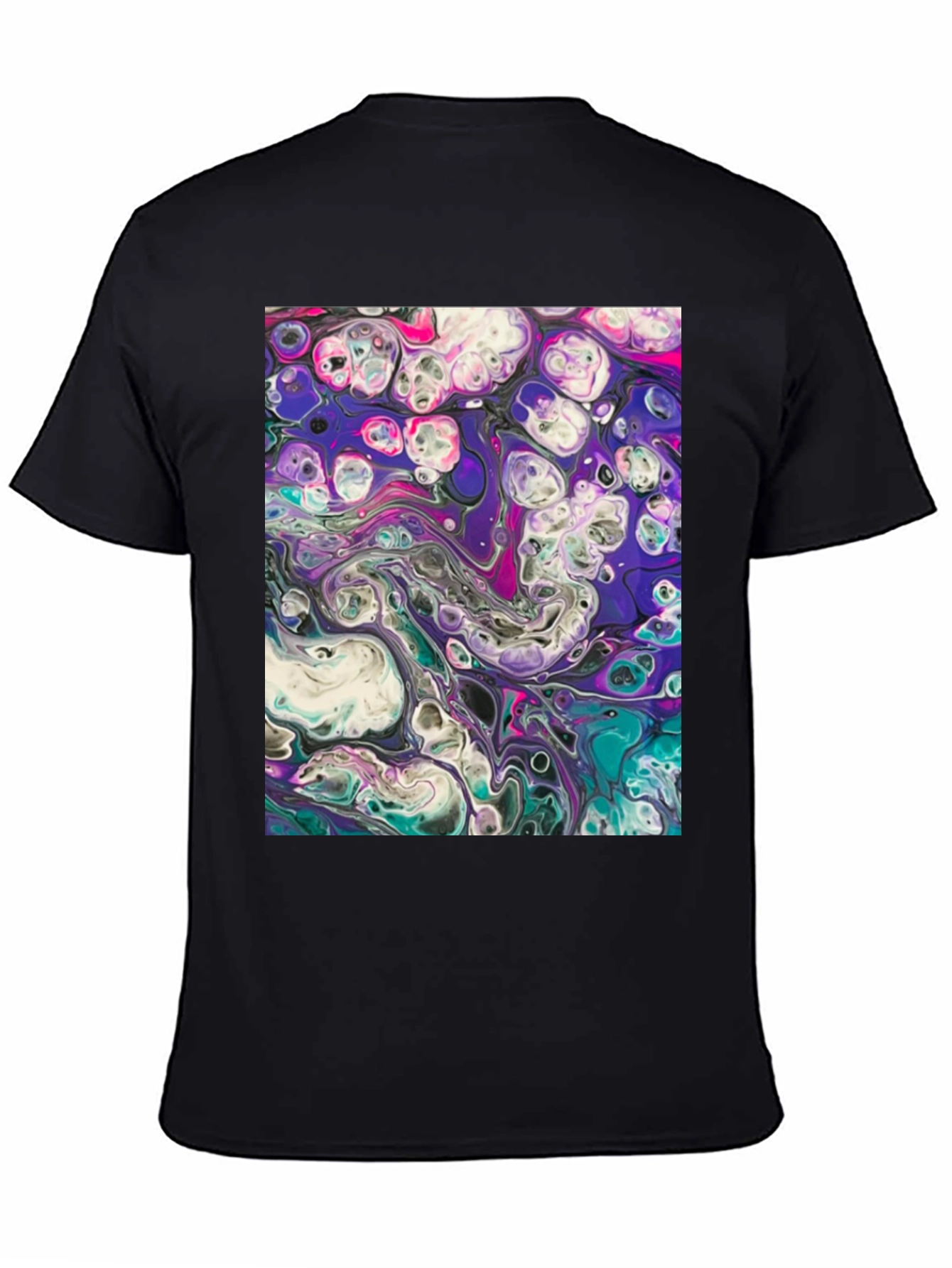 Abstract Art Black T-Shirt - Fluid Design
