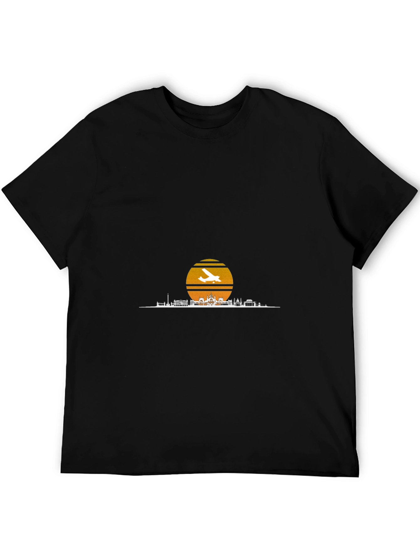 Sunset Airplane Skyline Graphic Tee
