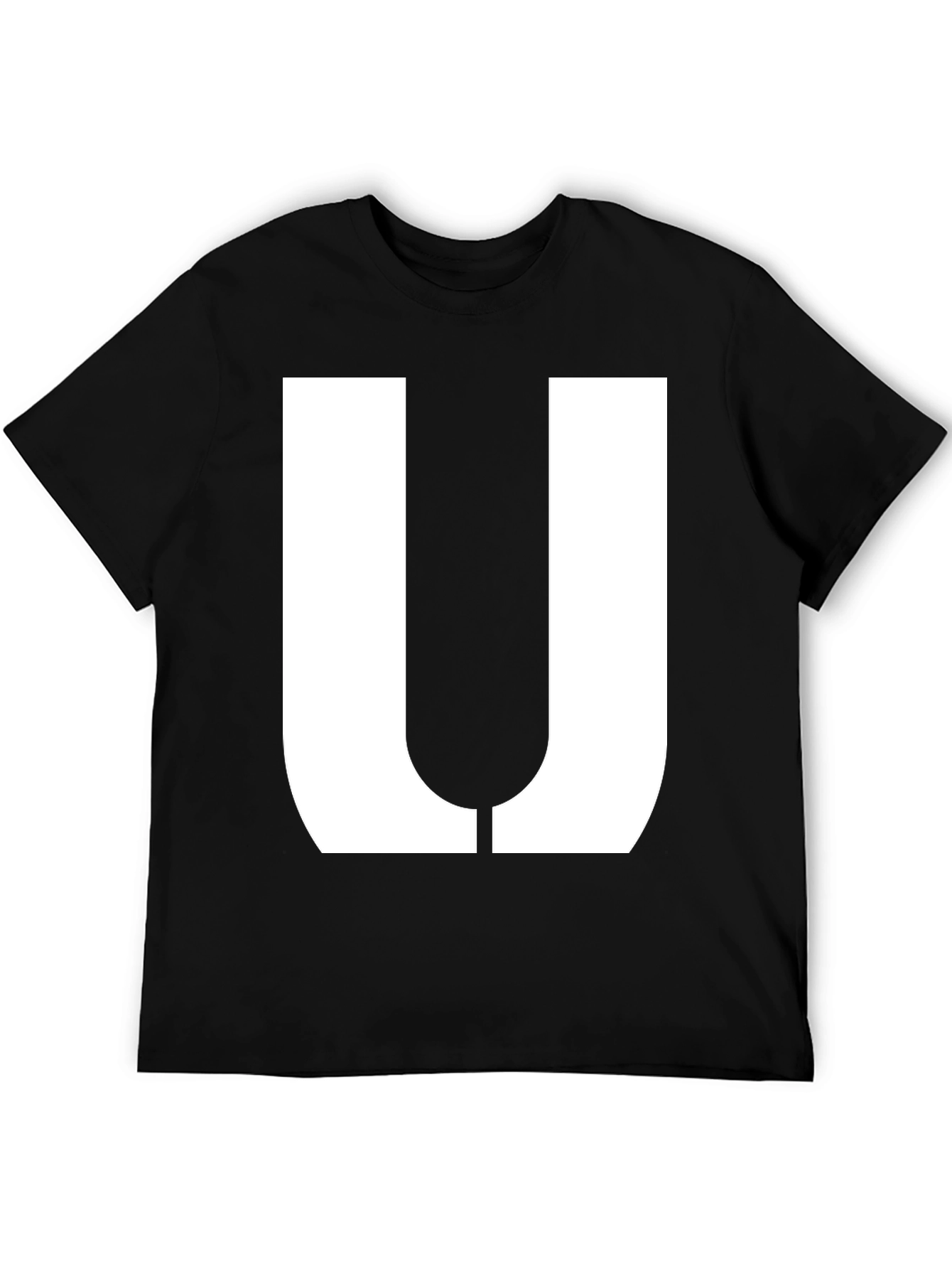 Bold Letter U Graphic Tee - Casual Cotton T-Shirt