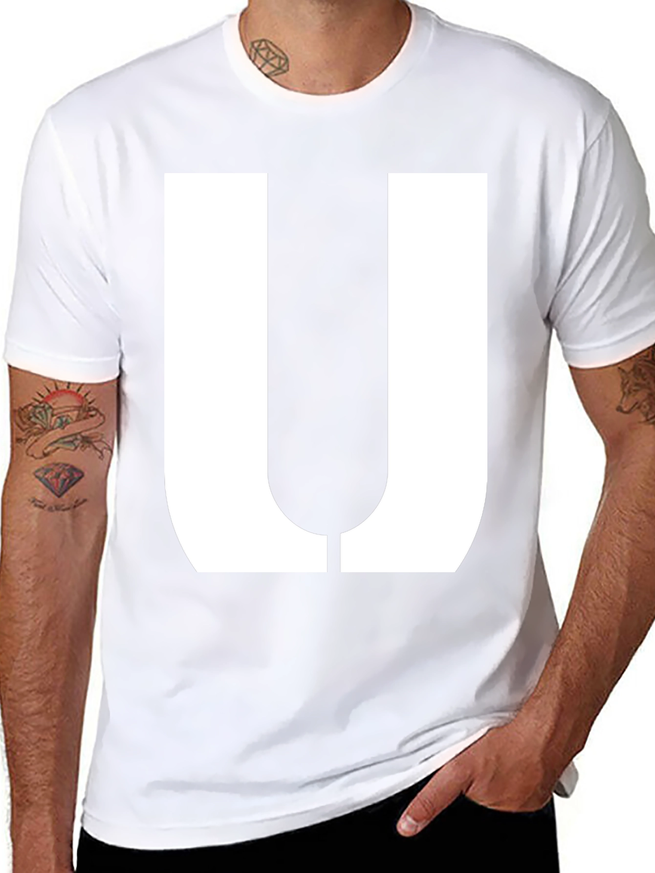 Bold Letter U Graphic Tee - Casual Cotton T-Shirt