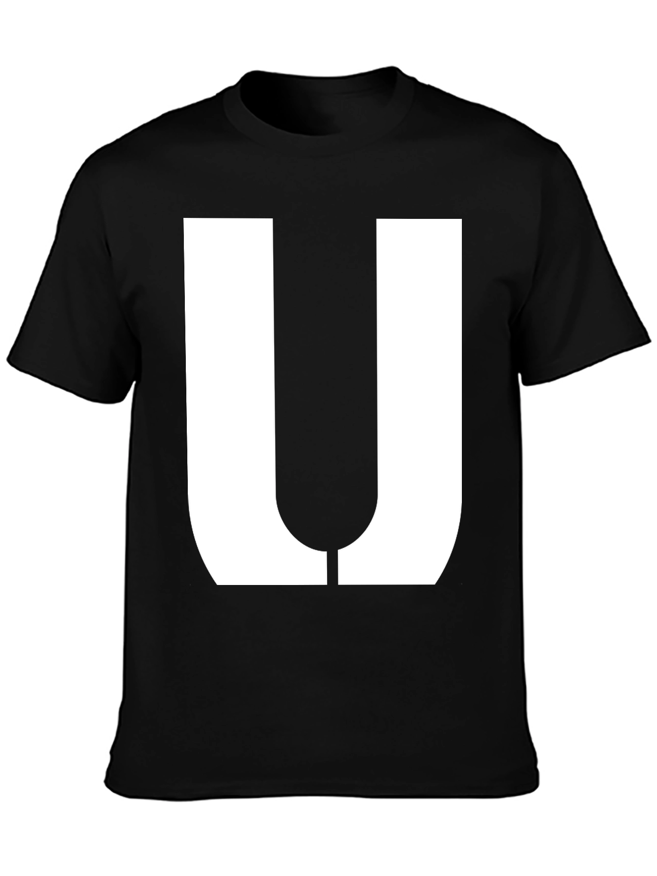 Bold Letter U Graphic Tee - Casual Cotton T-Shirt