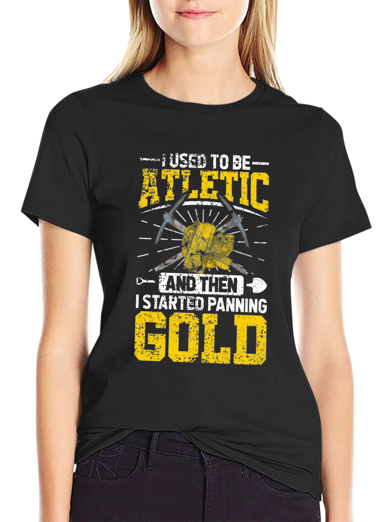 Funny Gold Panning T-Shirt - Athletic to Gold Digger