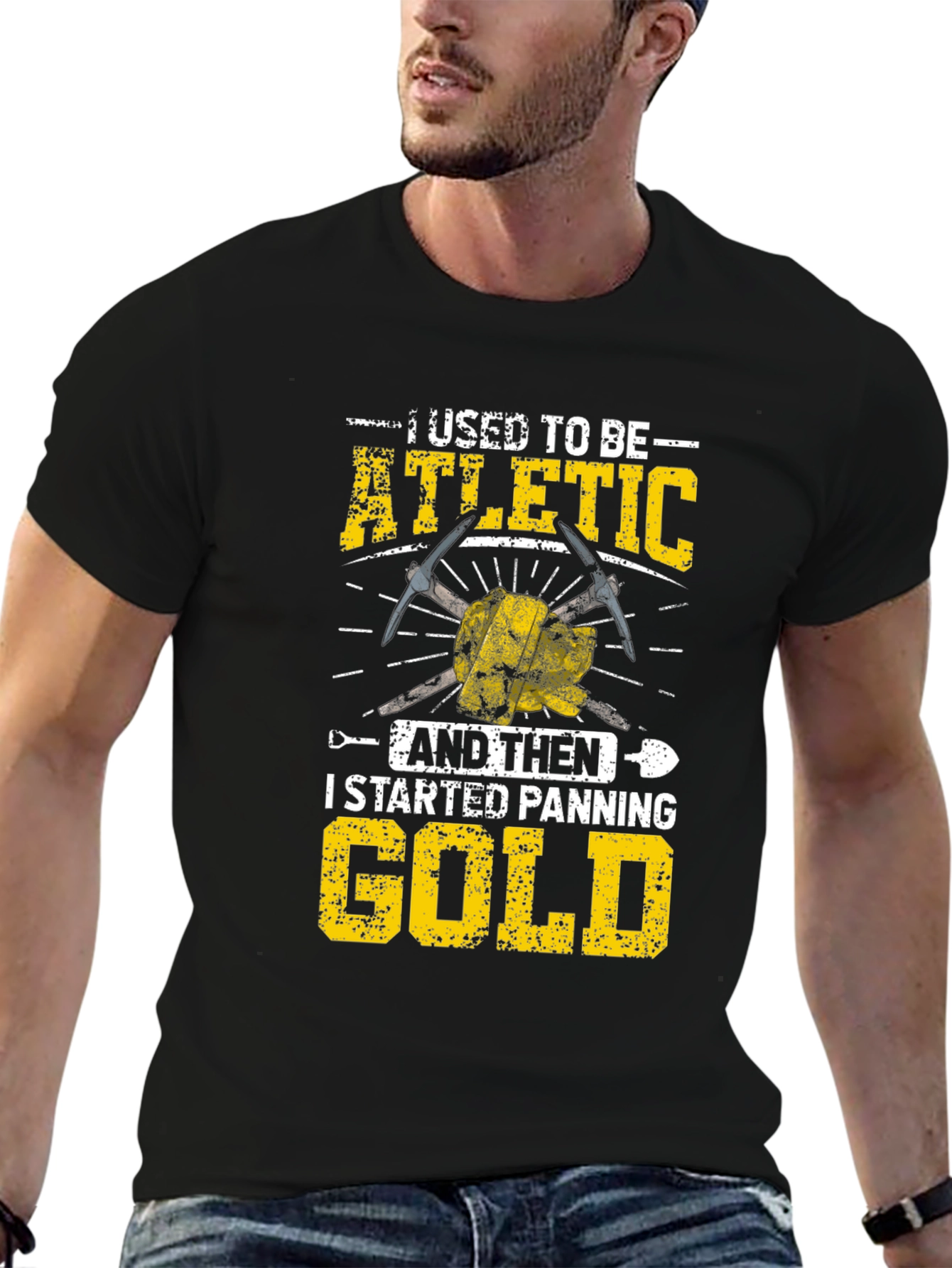 Funny Gold Panning T-Shirt - Athletic to Gold Digger