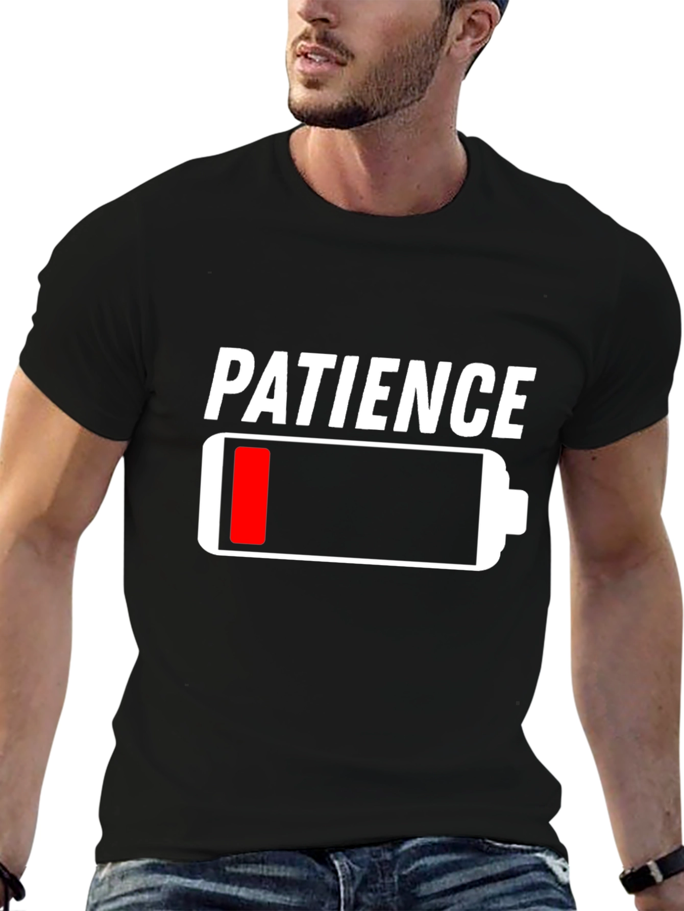 Patience Low Battery Black Graphic T-Shirt