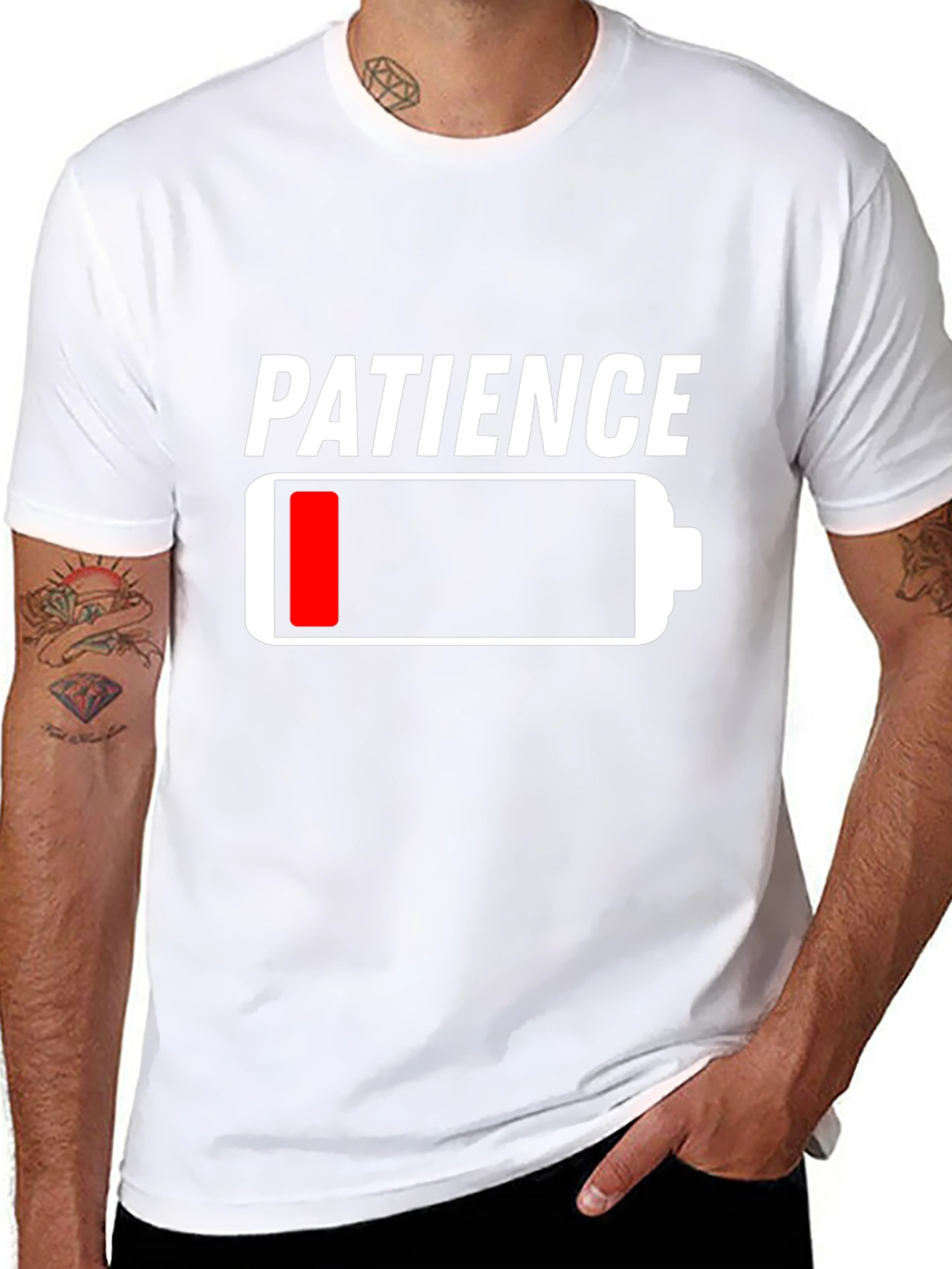Patience Low Battery Black Graphic T-Shirt