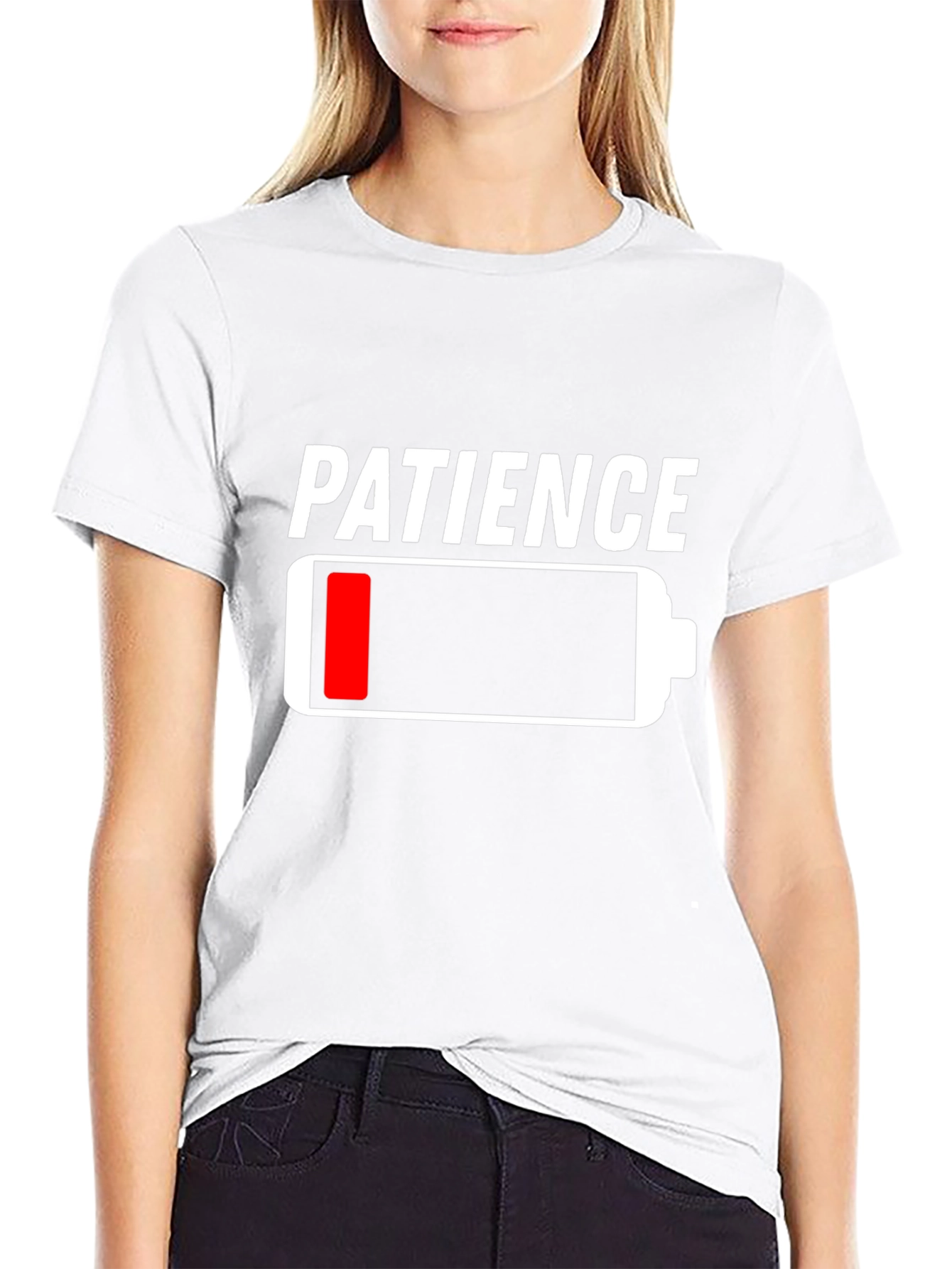 Patience Low Battery Black Graphic T-Shirt
