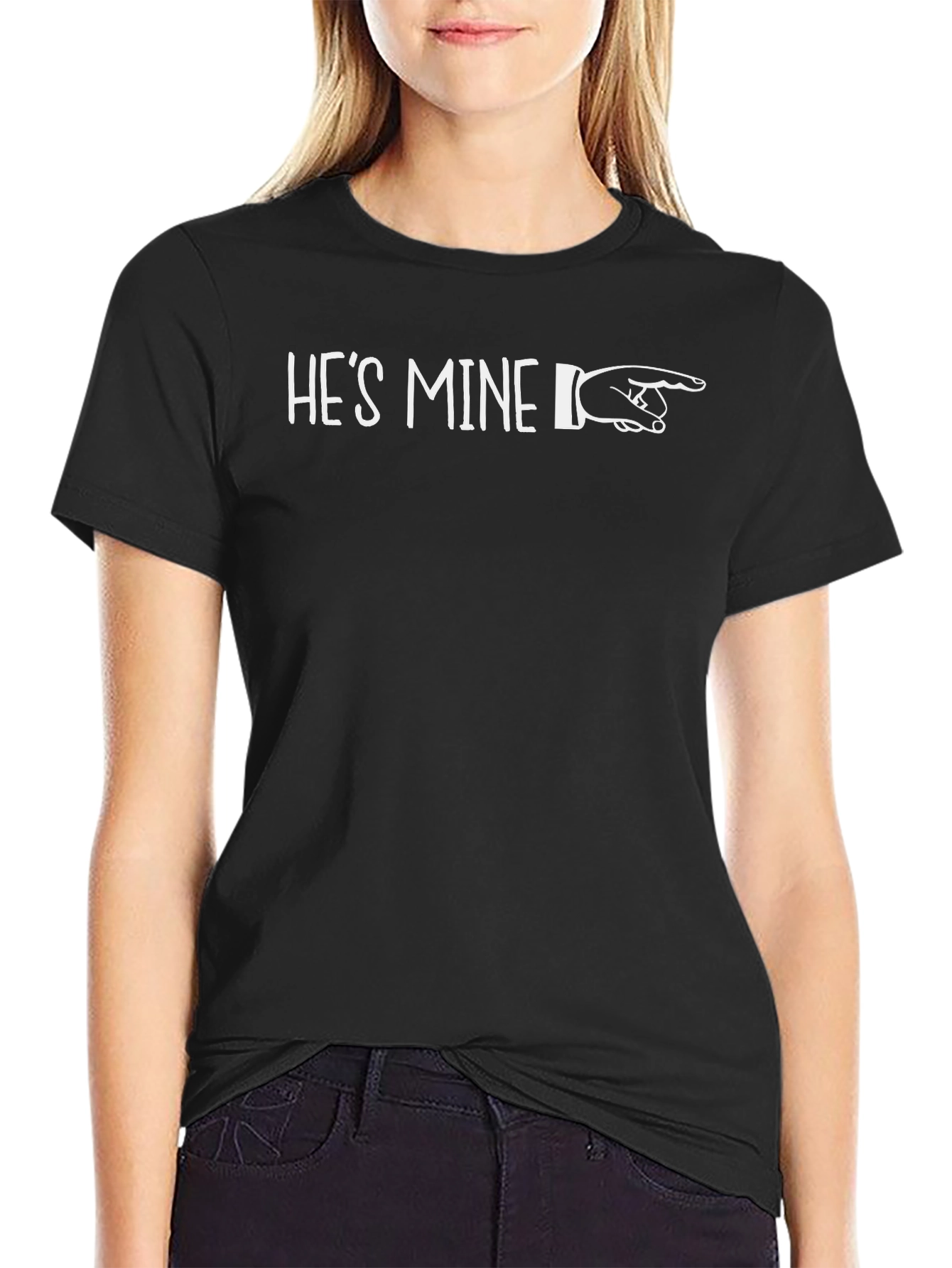 Hes Mine Pointing Hand Graphic Tee - Black