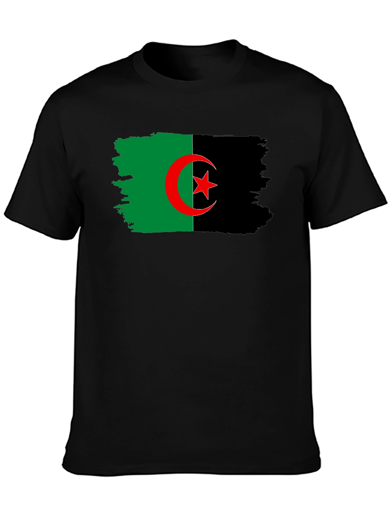 Algeria Flag Graphic T-Shirt - Black Cotton Tee
