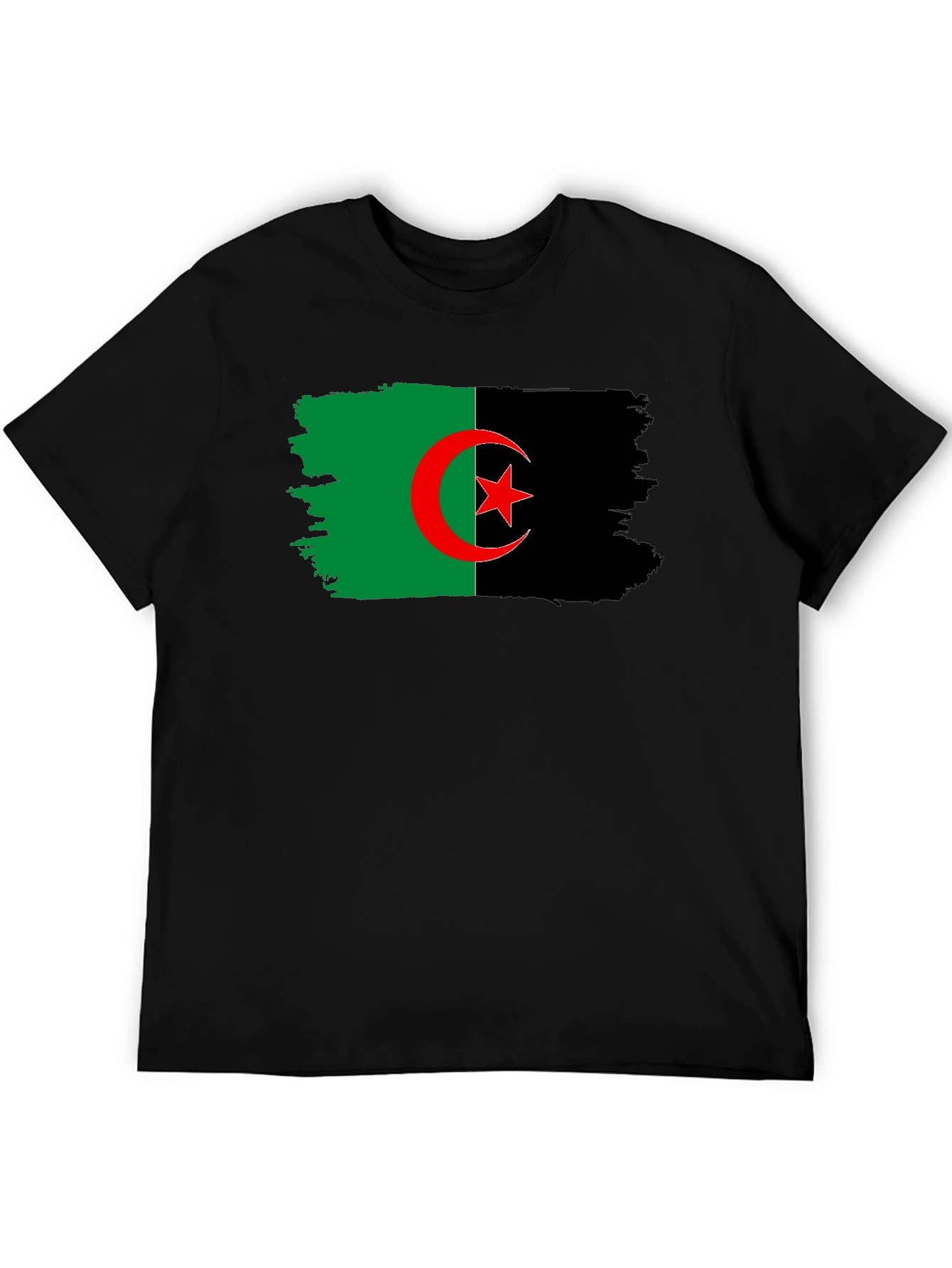 Algeria Flag Graphic T-Shirt - Black Cotton Tee