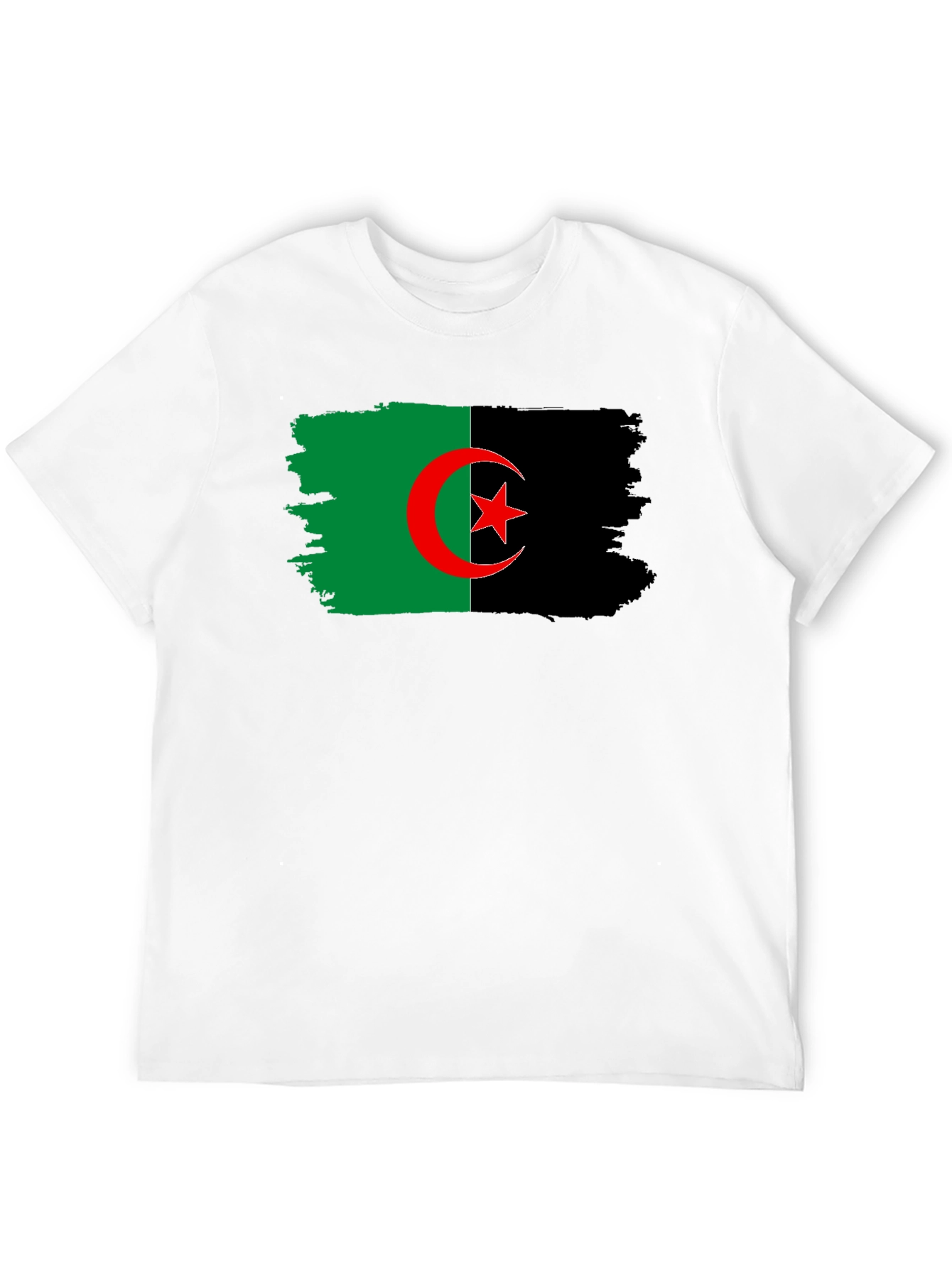 Algeria Flag Graphic T-Shirt - Black Cotton Tee