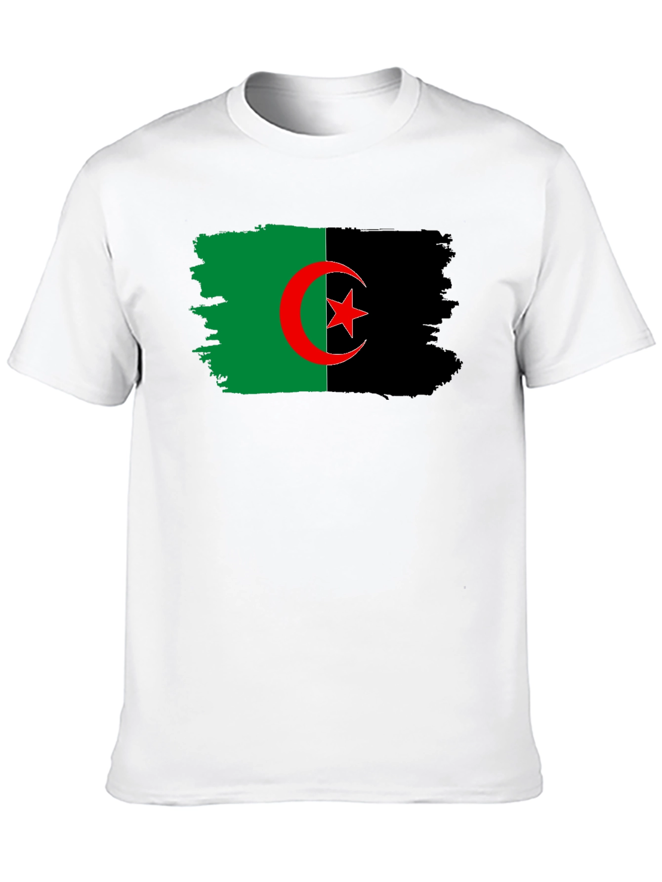 Algeria Flag Graphic T-Shirt - Black Cotton Tee