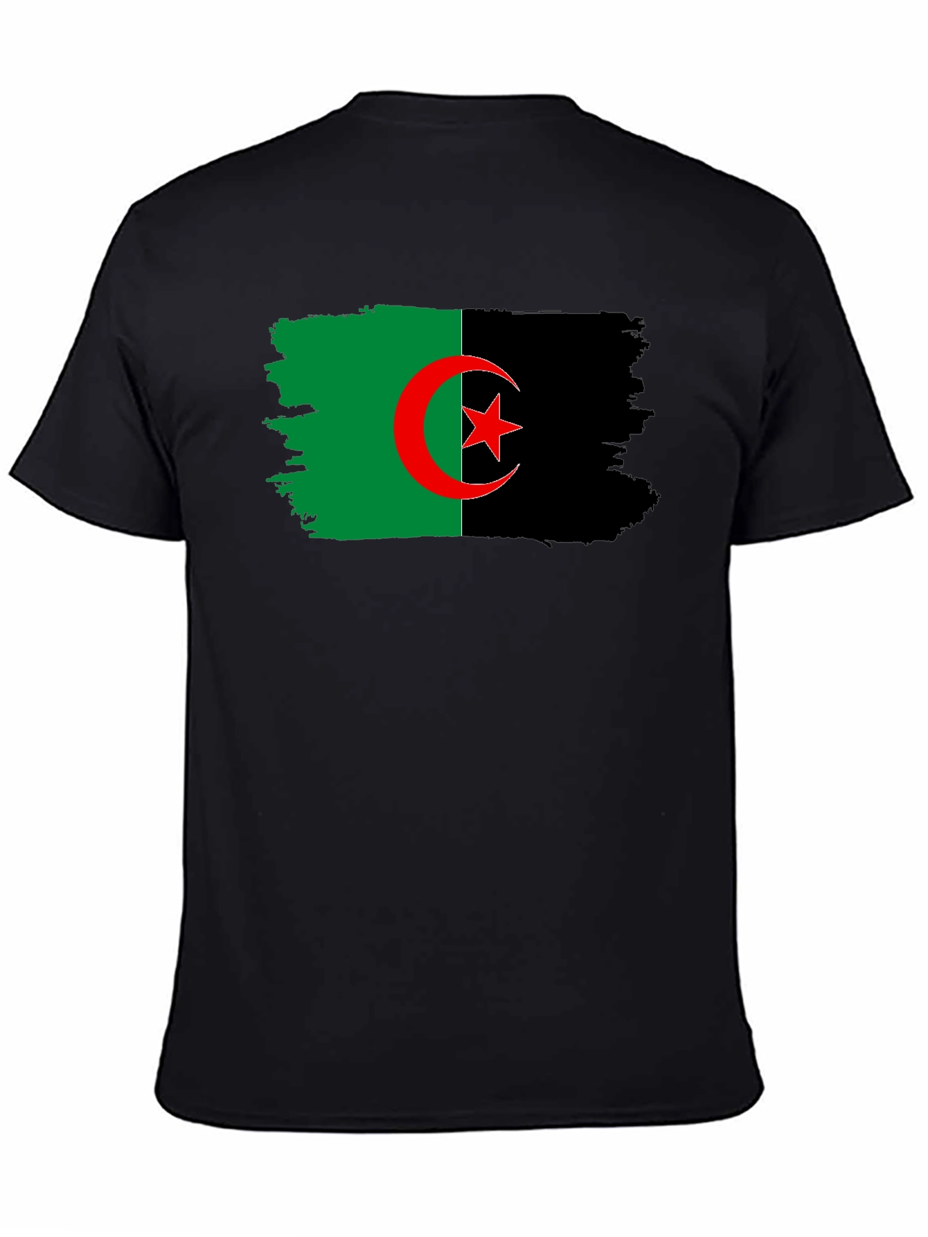 Algeria Flag Graphic T-Shirt - Black Cotton Tee
