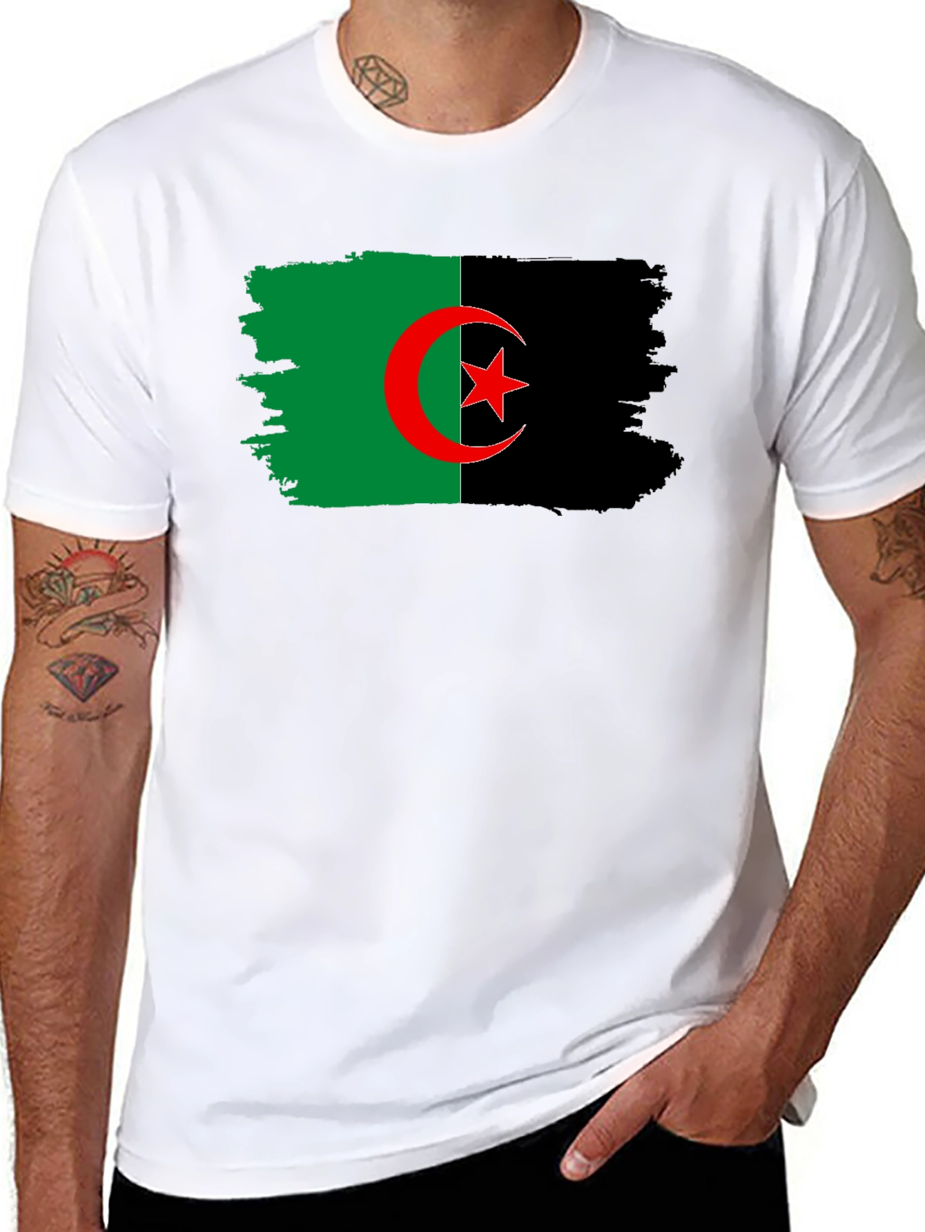 Algeria Flag Graphic T-Shirt - Black Cotton Tee