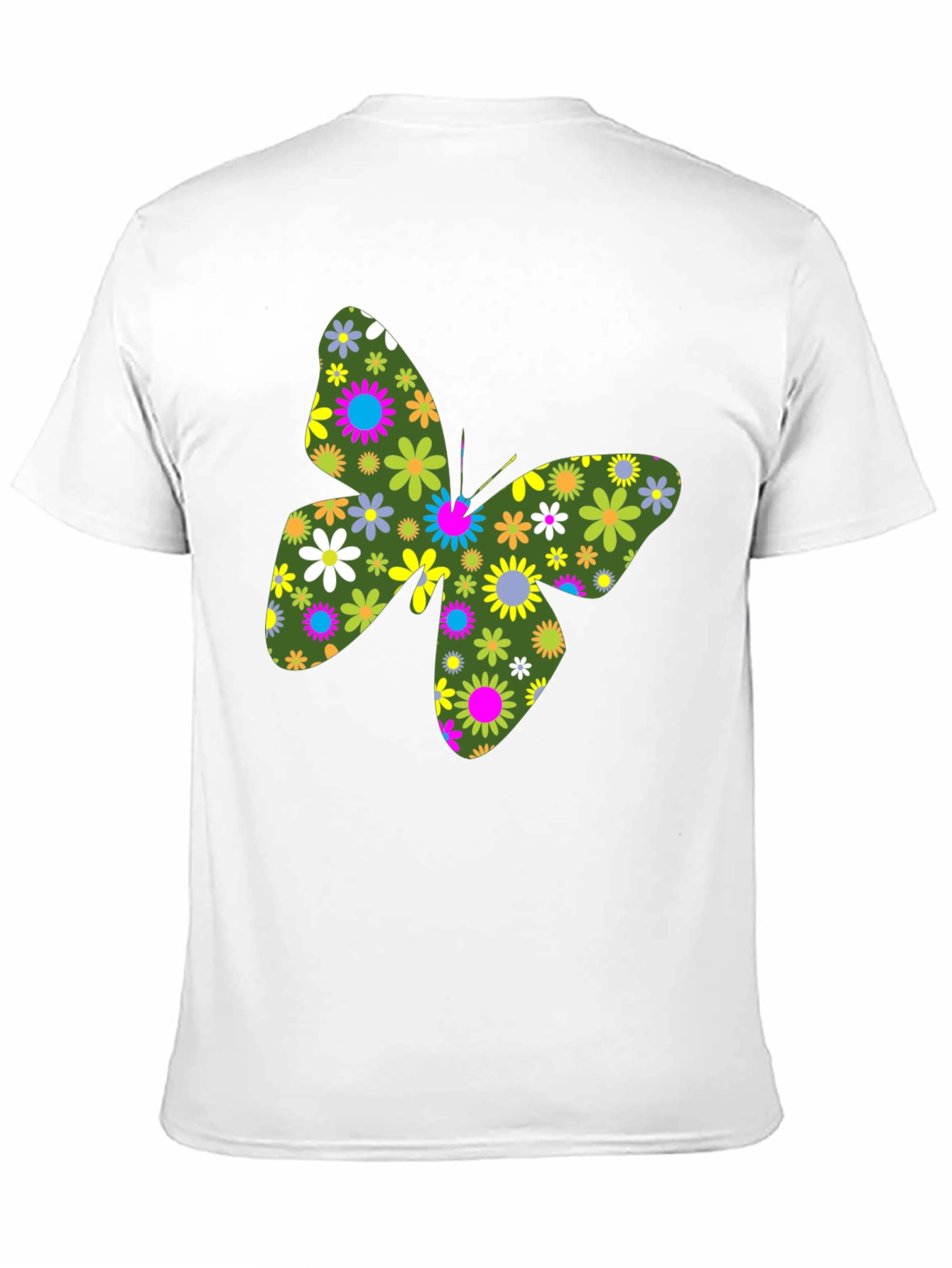 Floral Butterfly Graphic Black T-Shirt