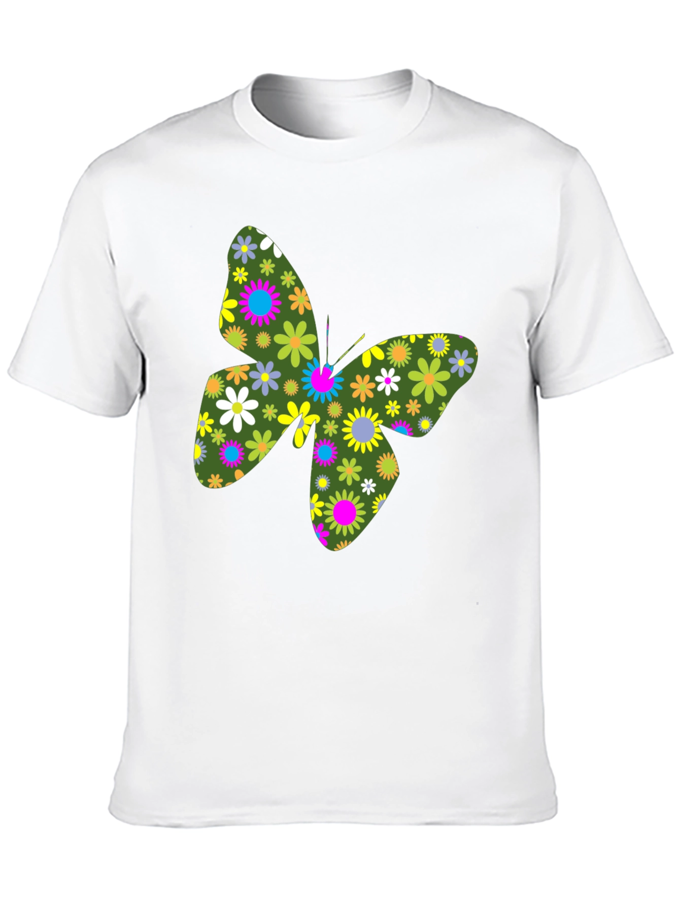 Floral Butterfly Graphic Black T-Shirt