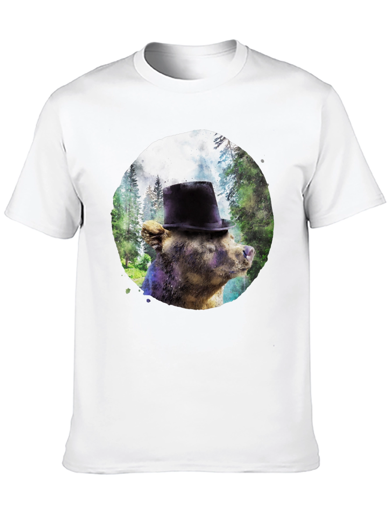Bear with Top Hat Graphic T-Shirt