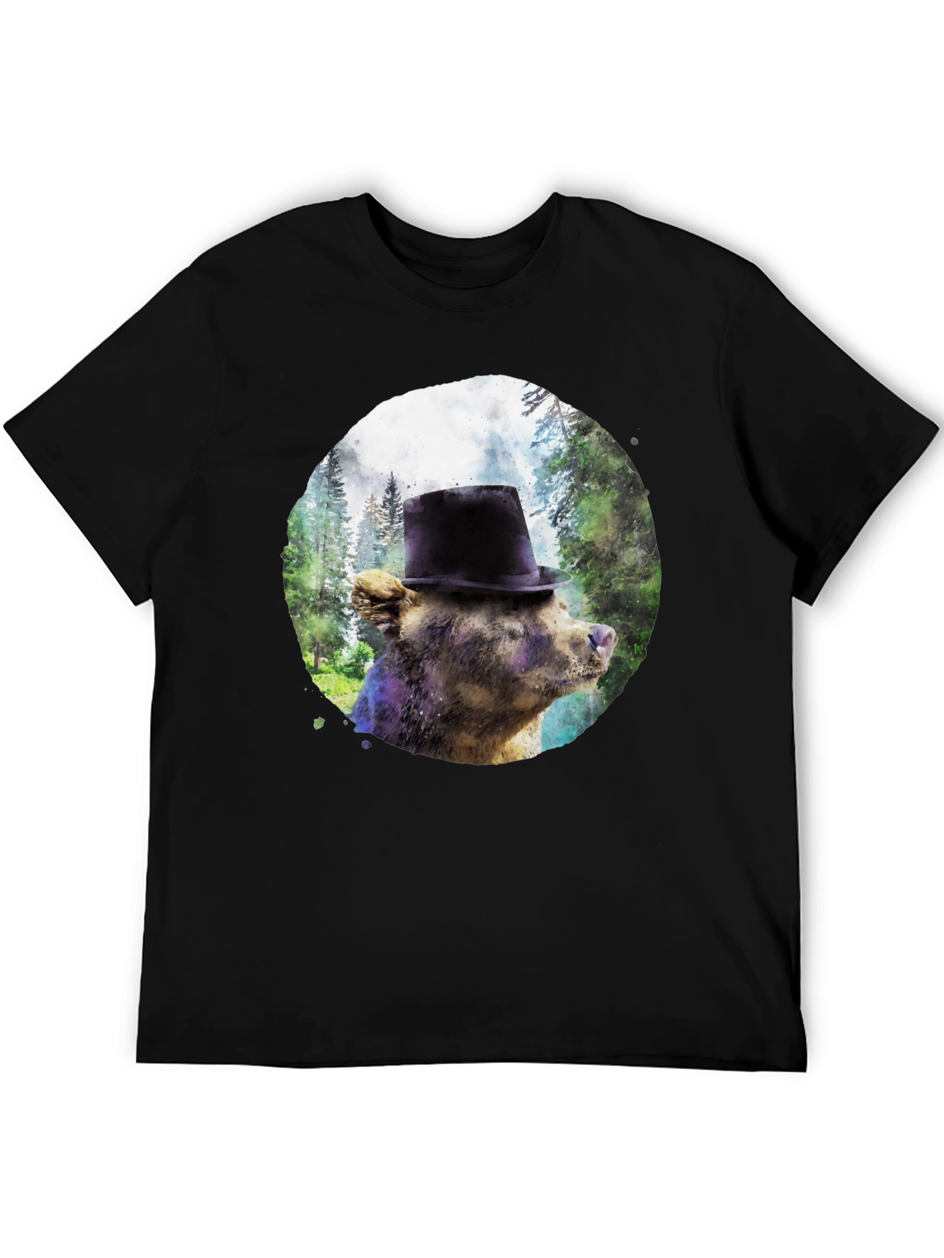 Bear with Top Hat Graphic T-Shirt