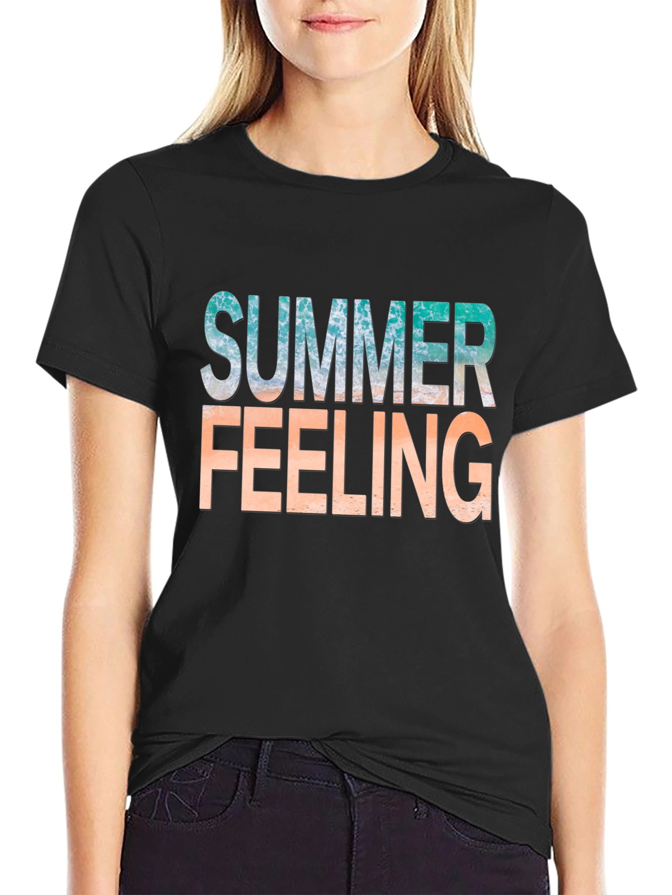 Summer Feeling Graphic Tee - Black