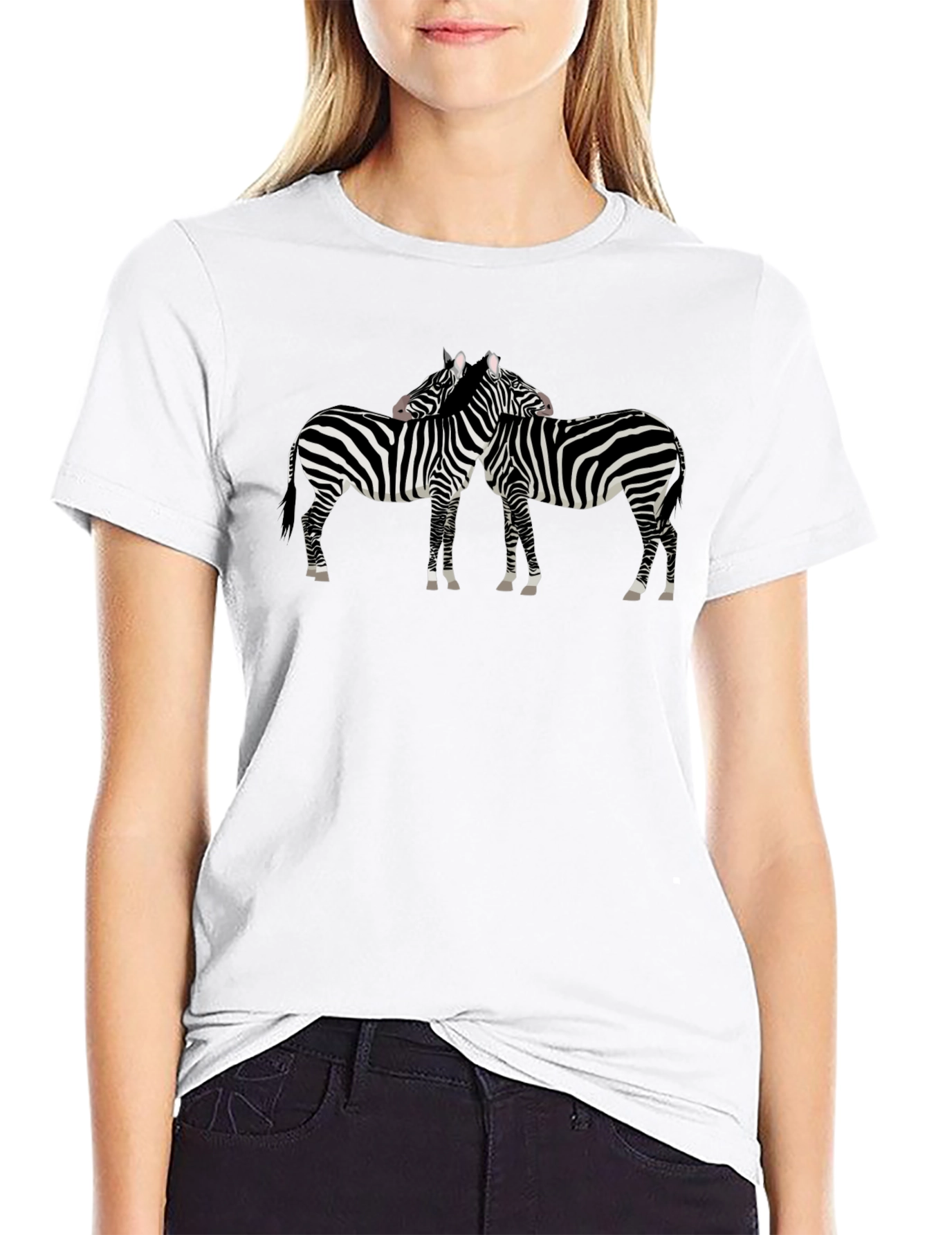 Zebra Print Crew Neck T-Shirt