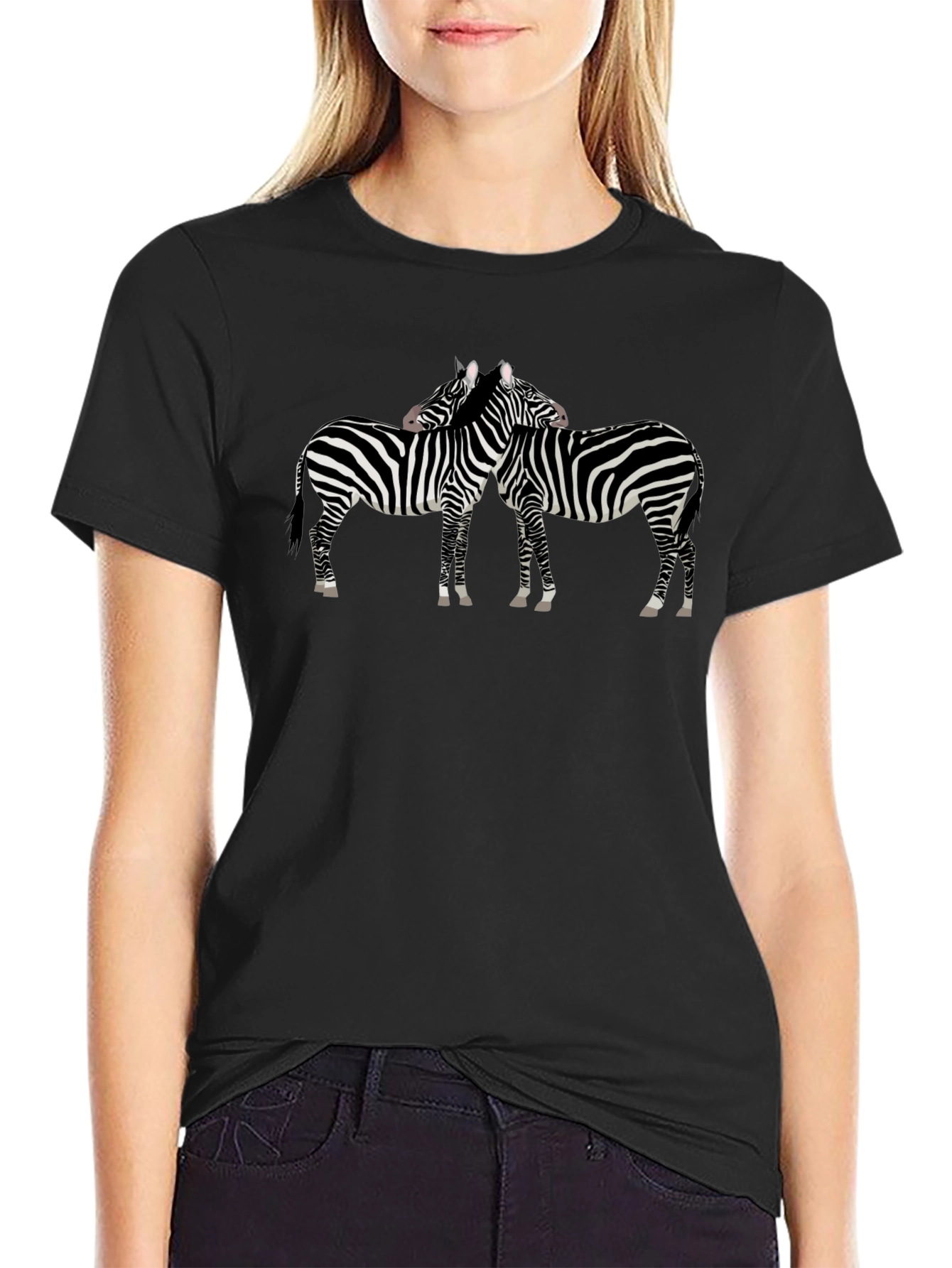 Zebra Print Crew Neck T-Shirt