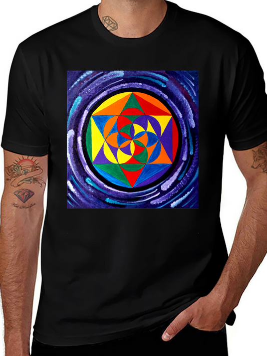Geometric Pattern Black T-Shirt