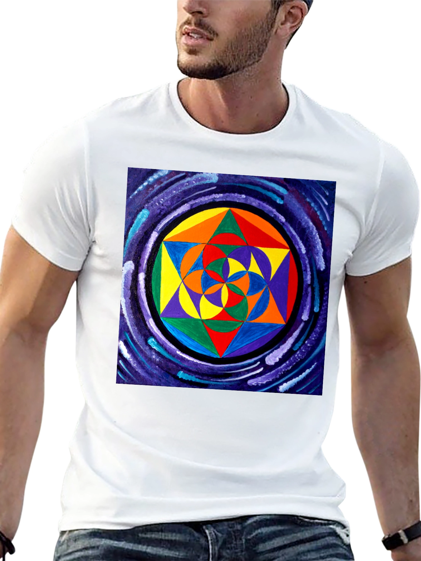 Geometric Pattern Black T-Shirt