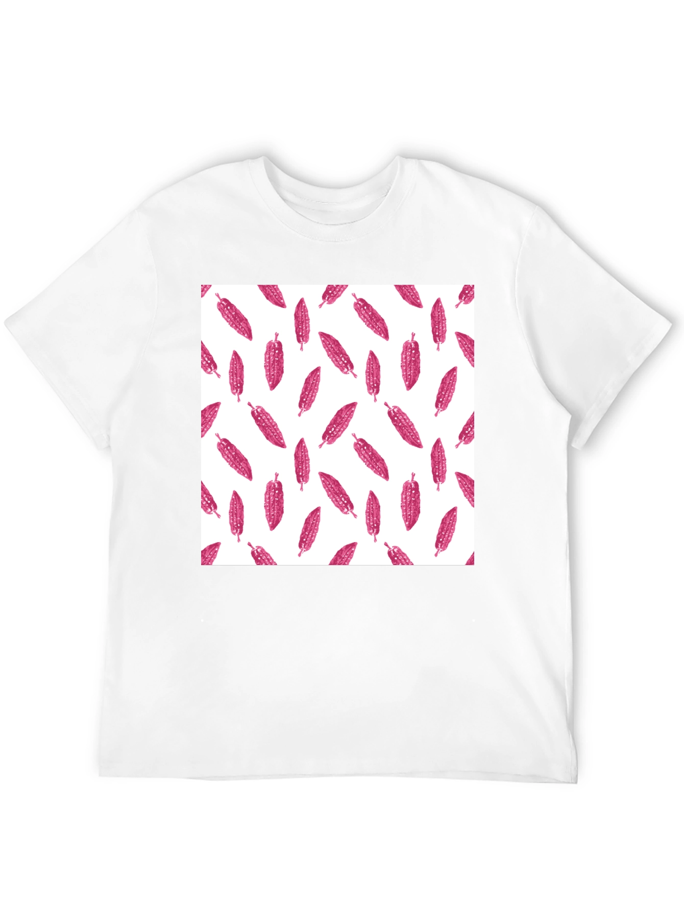 Black Tee with Pink Corn Pattern