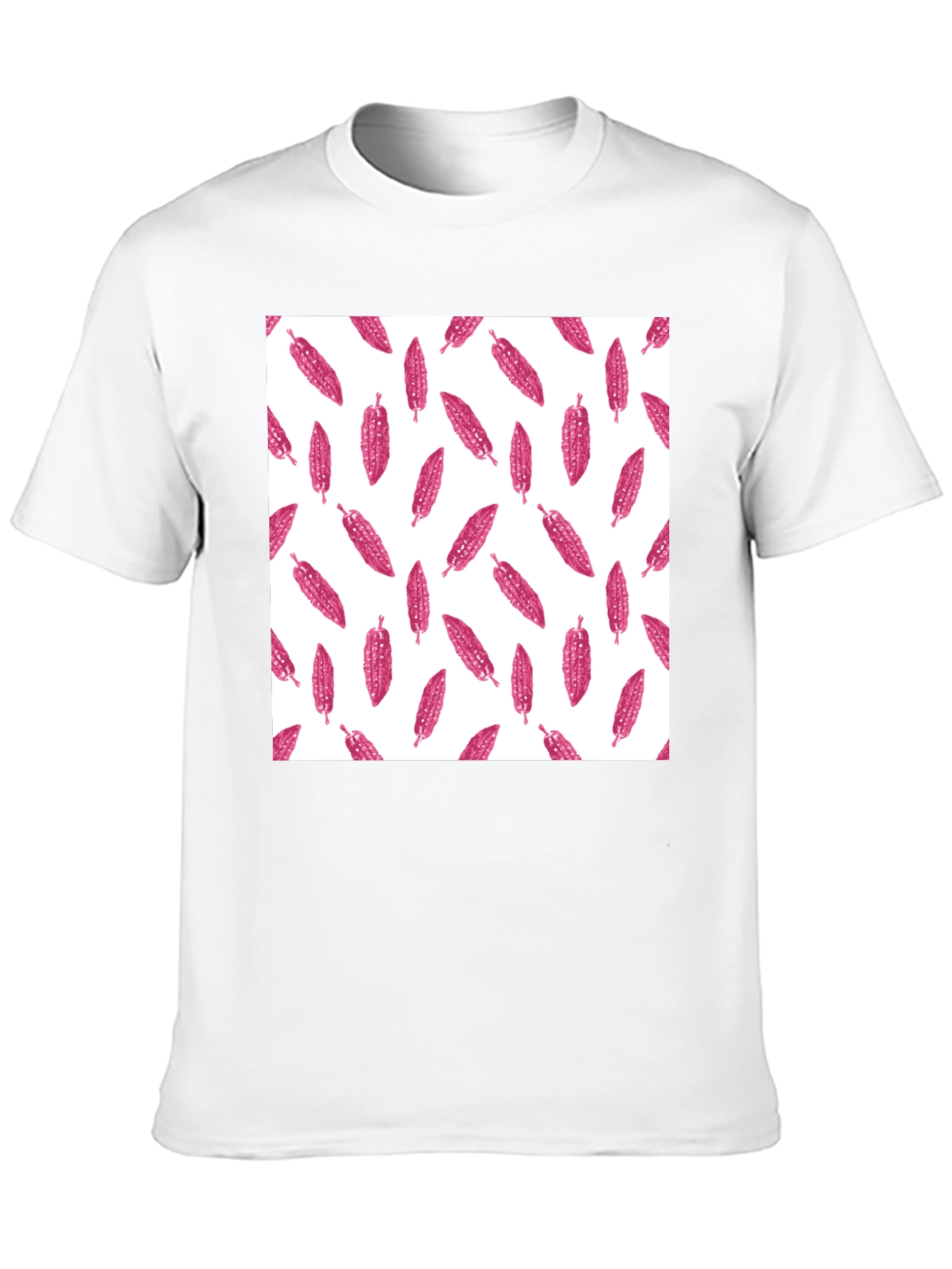 Black Tee with Pink Corn Pattern