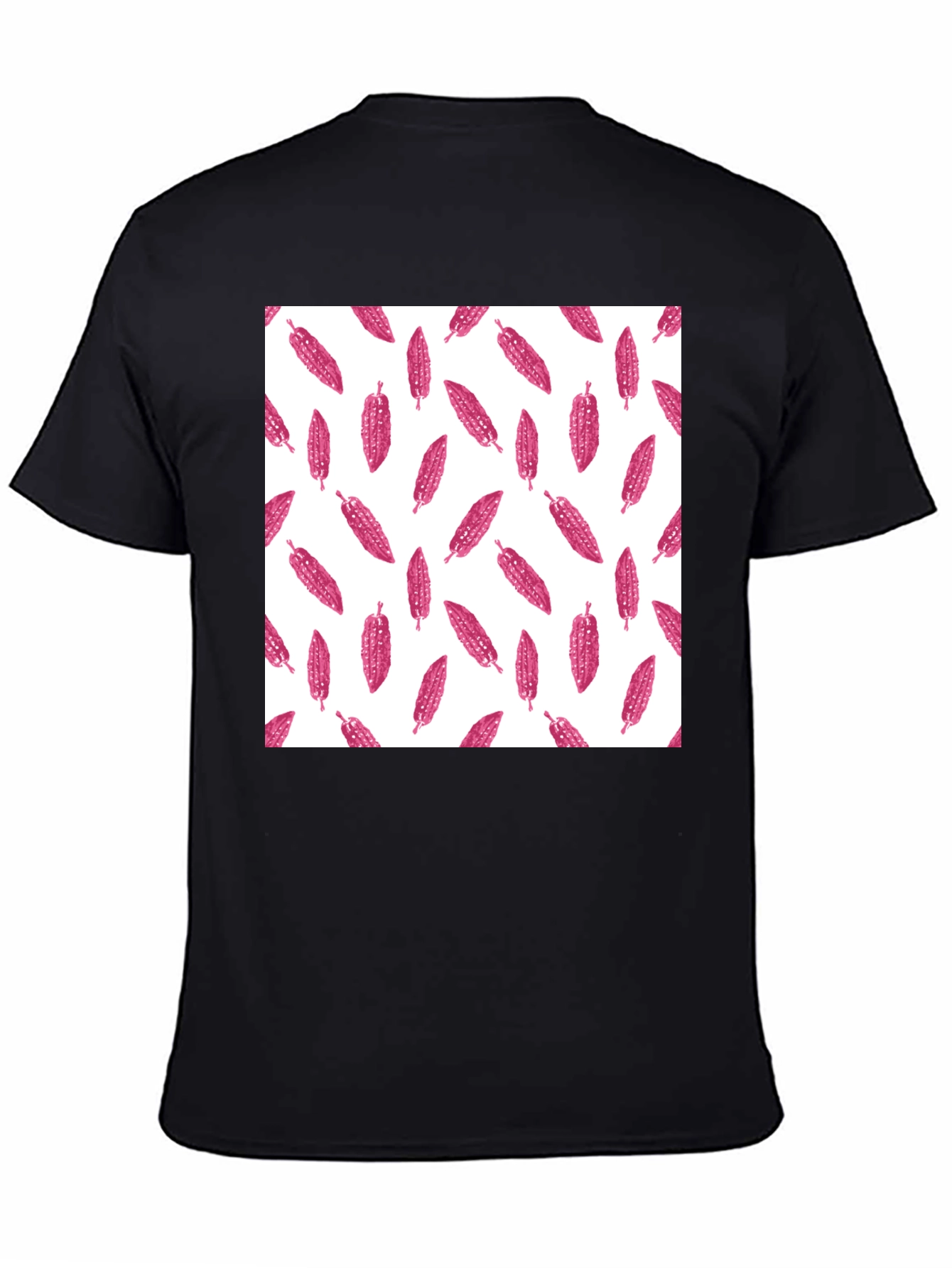 Black Tee with Pink Corn Pattern