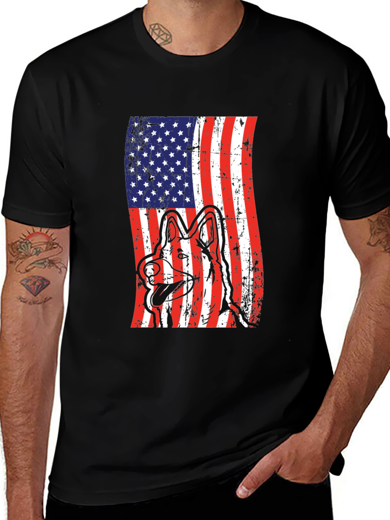 American Flag Dog Graphic Tee