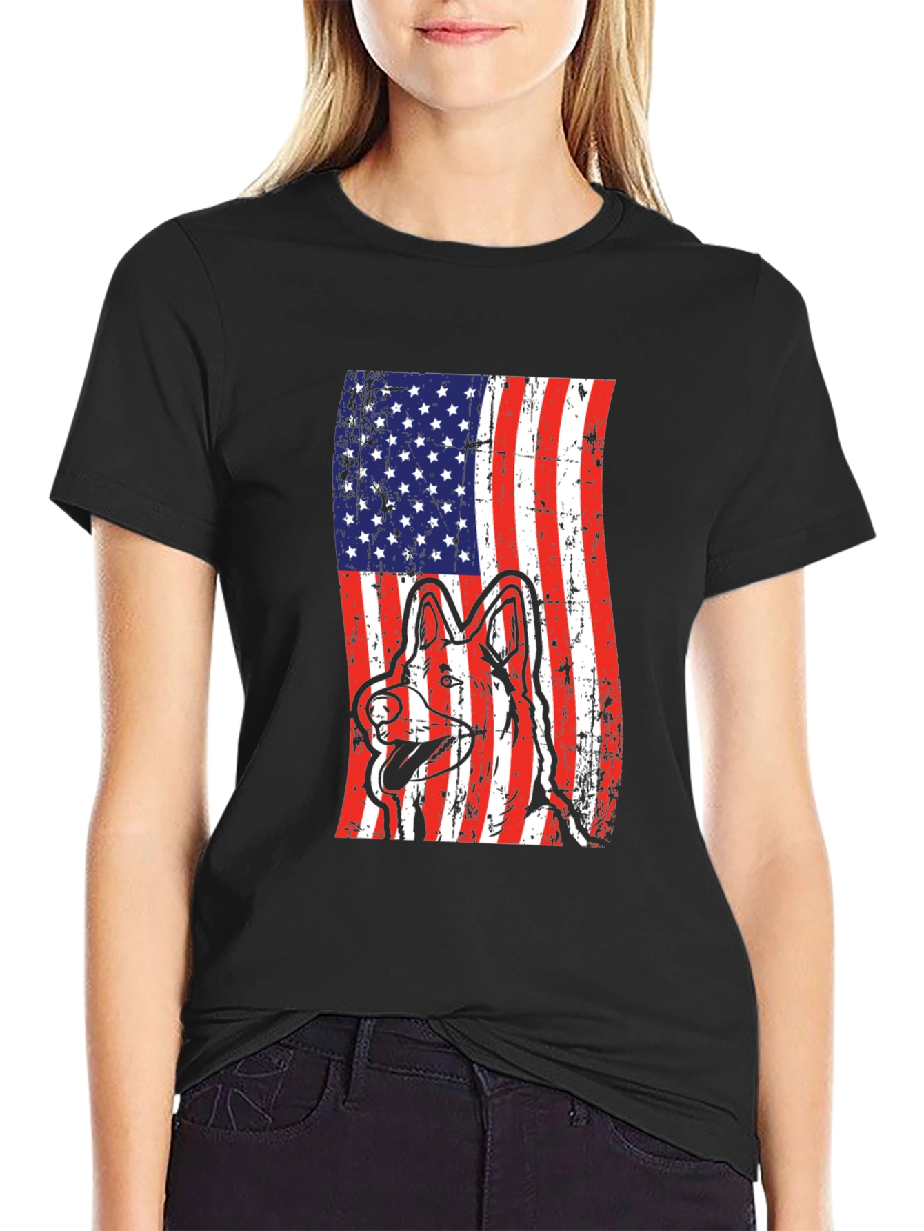 American Flag Dog Graphic Tee