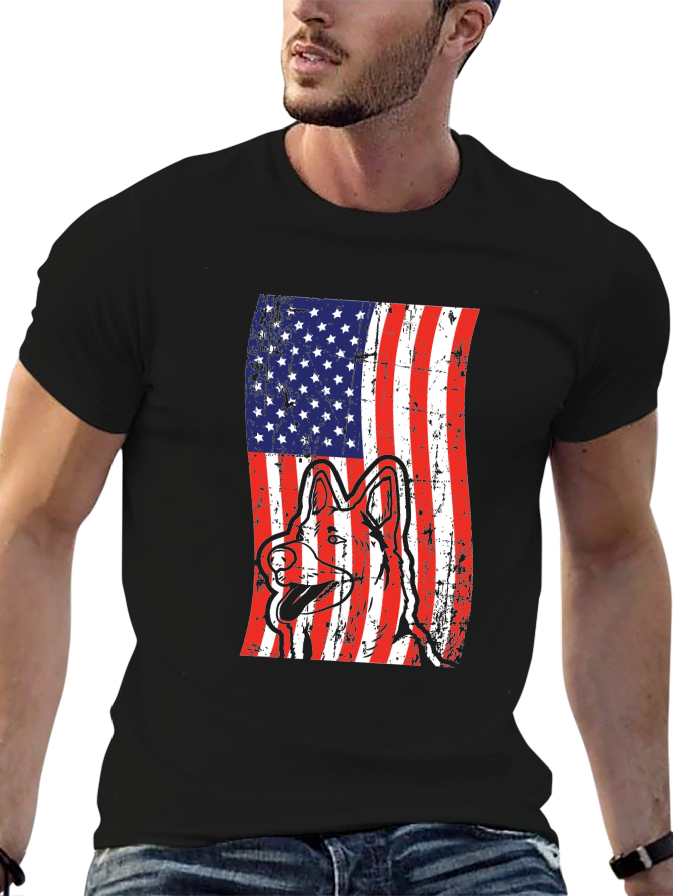 American Flag Dog Graphic Tee