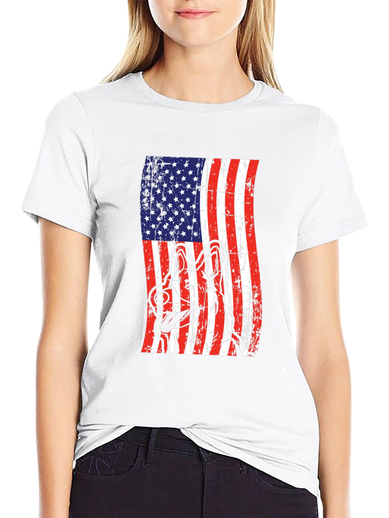 American Flag Dog Graphic Tee