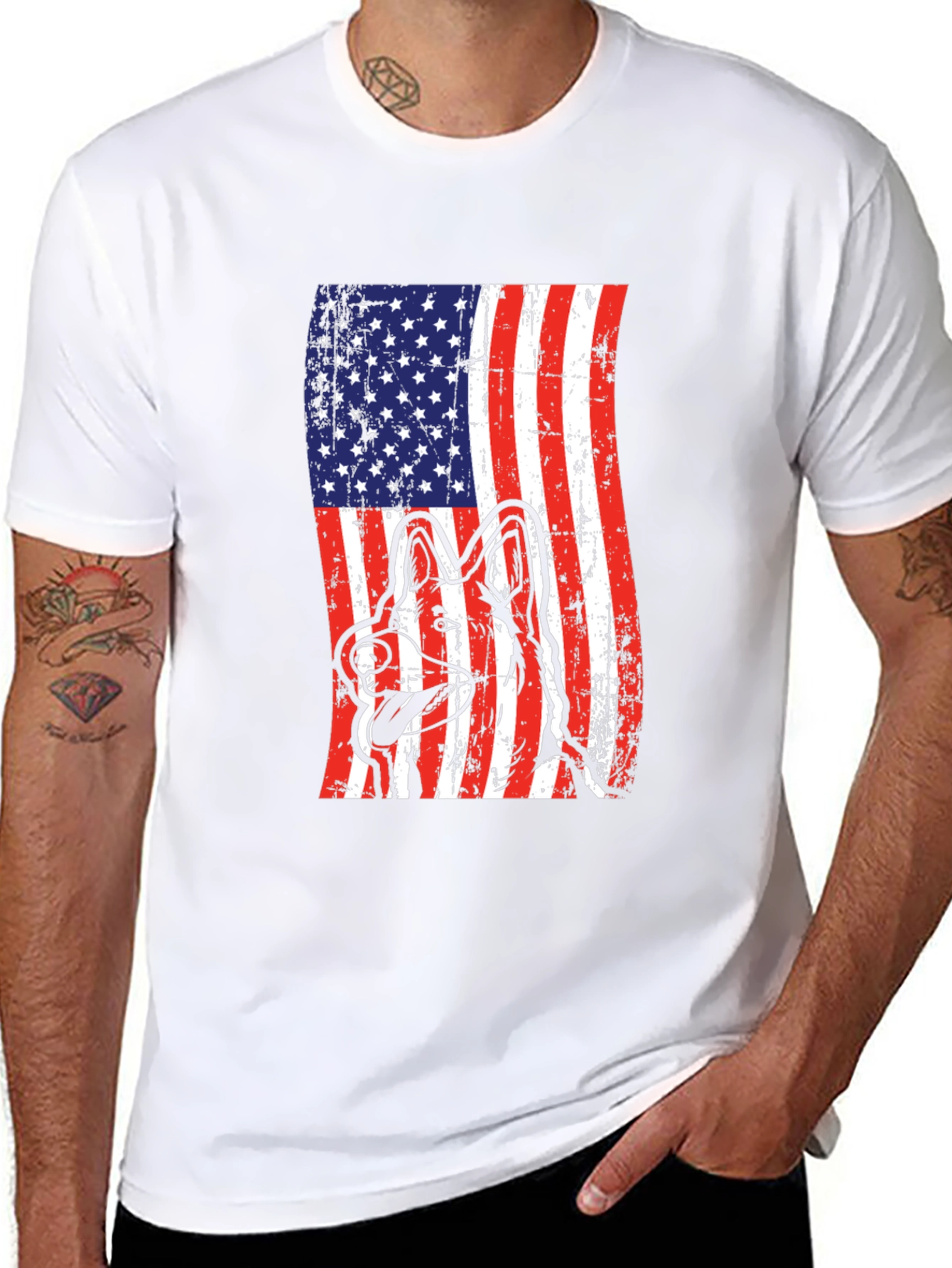 American Flag Dog Graphic Tee