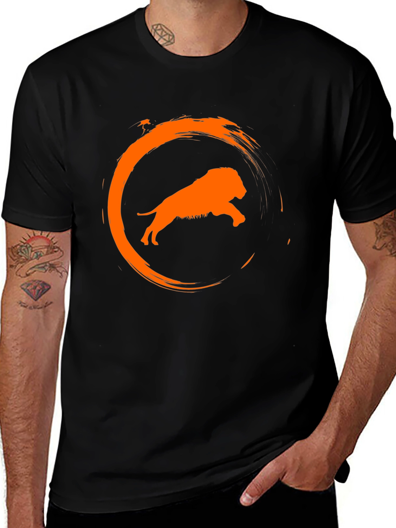 Lion Circle Graphic Black T-Shirt