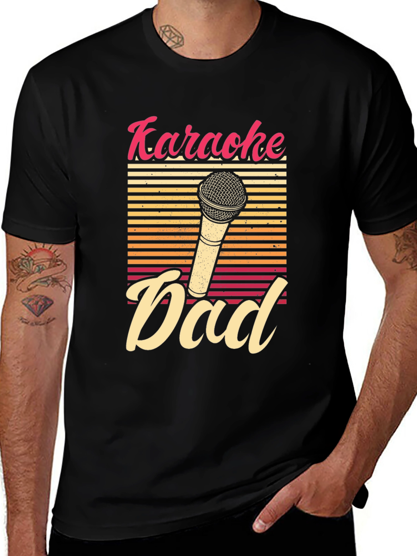 Karaoke Dad T-Shirt - Retro Microphone Graphic