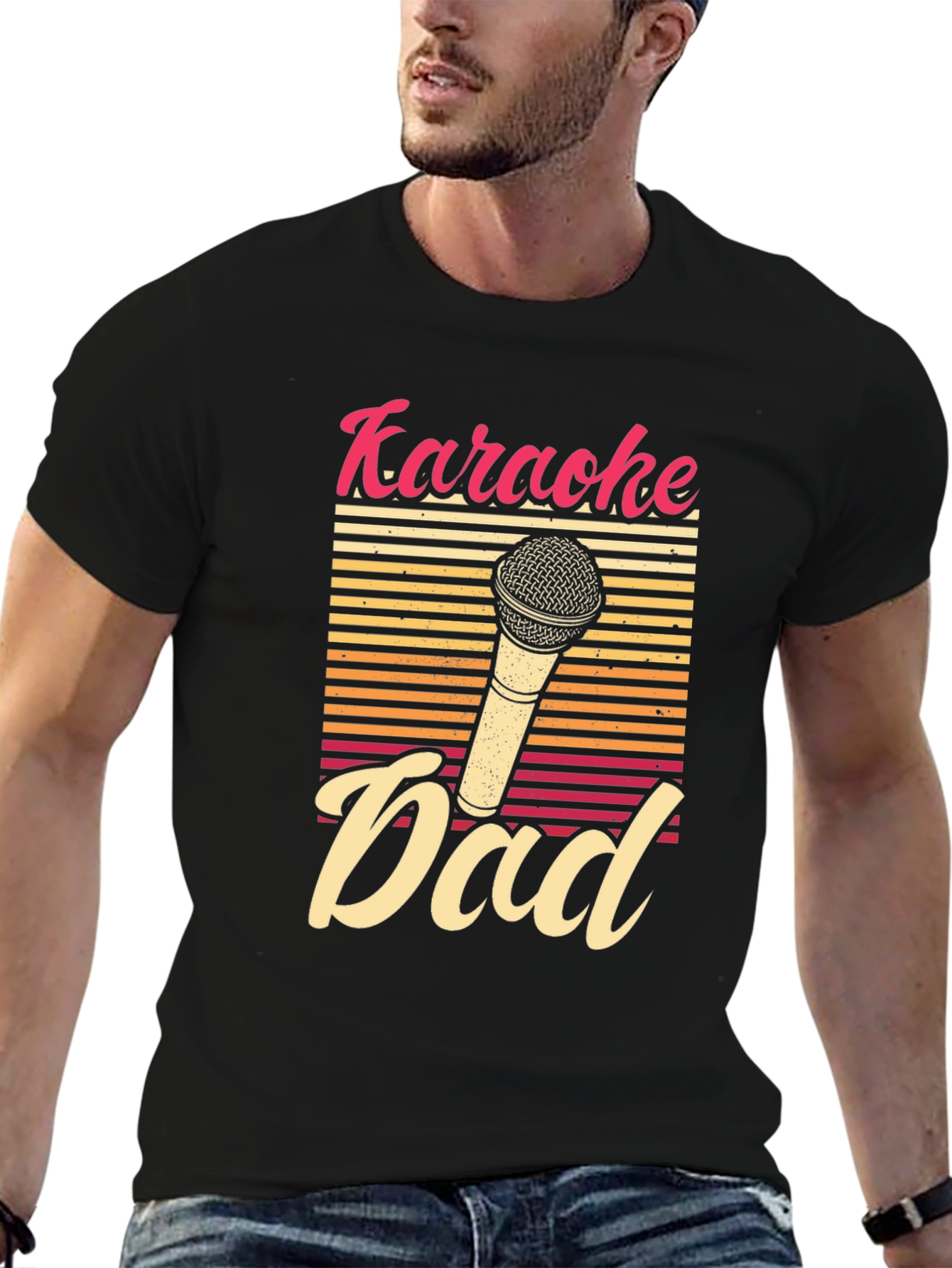 Karaoke Dad T-Shirt - Retro Microphone Graphic