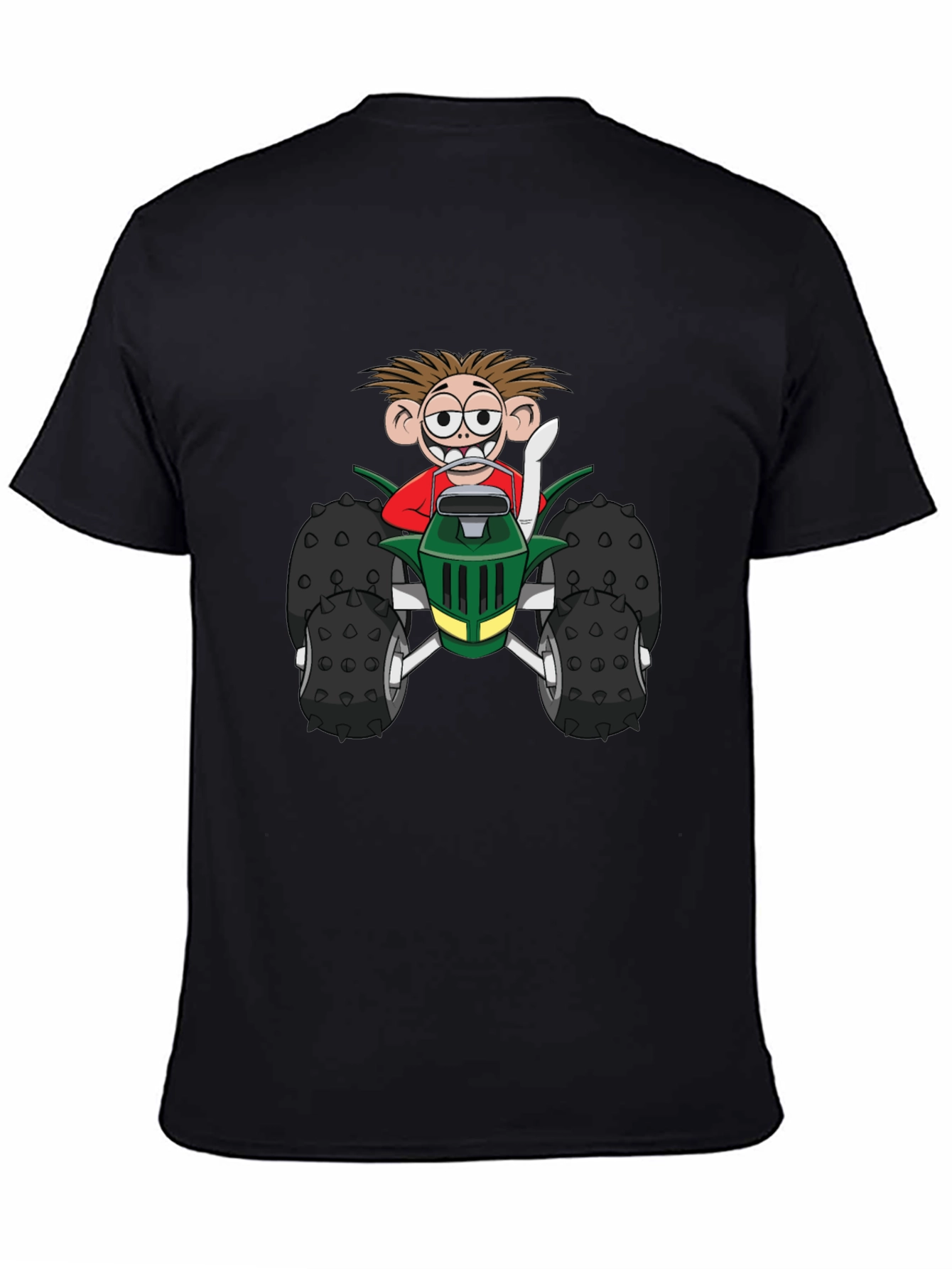 Cartoon Monster Truck Graphic Tee - Black